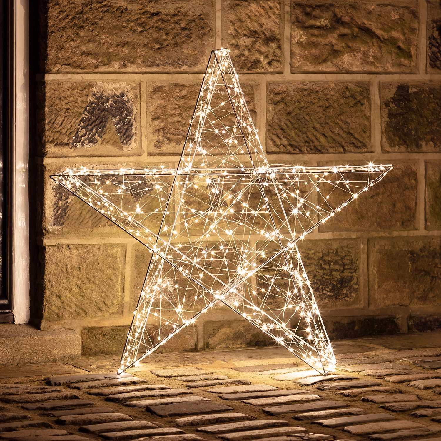 Lights4fun LED-Stern für außen 60cm LED Stern Weihnachtsdeko außen, LED fest integriert, Weihnachtsbeleuchtung (H) 60 x (B) 60 x (T) 15cm