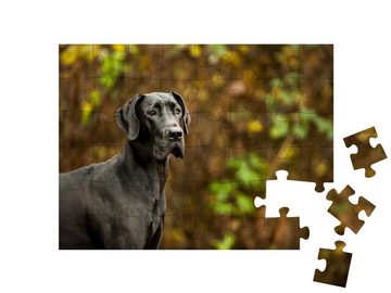 puzzleYOU Puzzle Deutsche Dogge steht vor der Vegetation, 48 Puzzleteile, puzzleYOU-Kollektionen Doggen