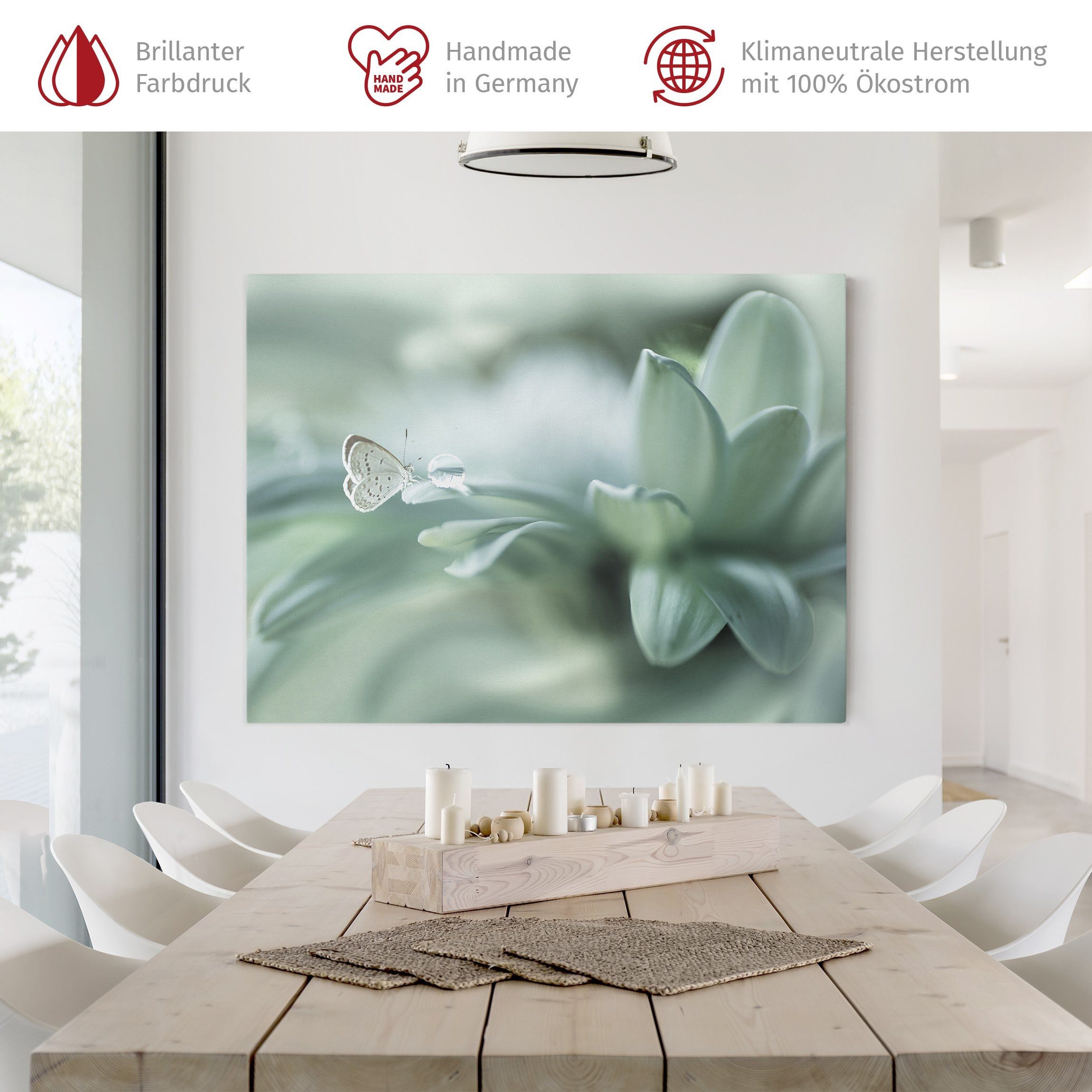 Bilderdepot24 Leinwandbild Blumen Modern Natur Schmetterling günstig online kaufen