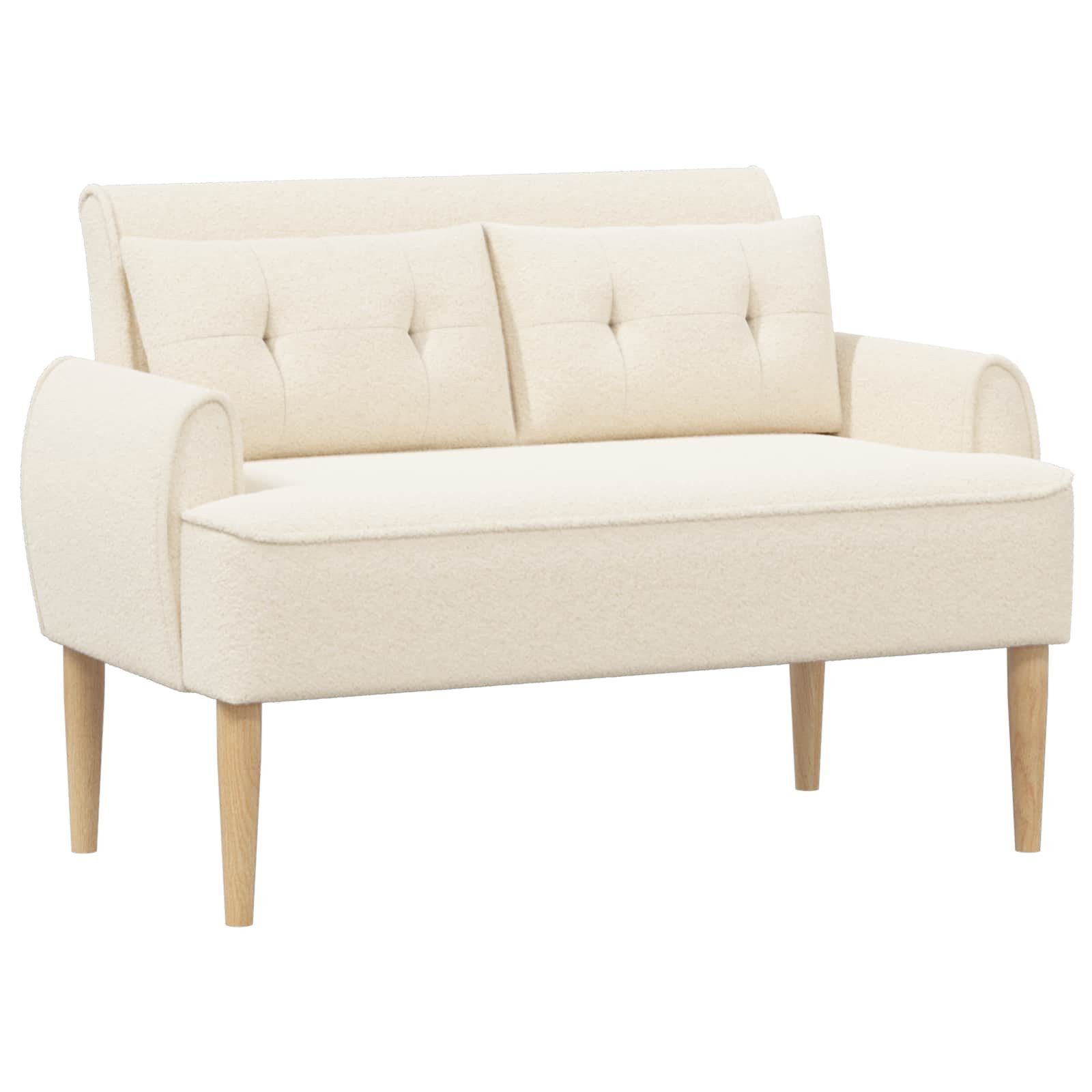 vidaXL Sitzbank Zweisitzer mit Knopfheftung Creme 117 x 67 x 77 cm Bouclé (1-St)
