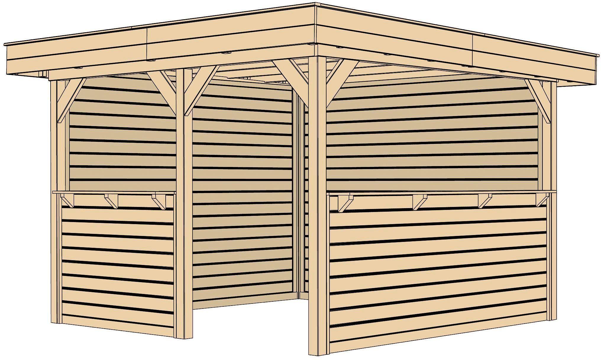 weka Gartenhaus Gartenlaube 657 Gr.2, Set inkl. 2 RW, Tresenwand und Treseneingang, BxT: 349x360 cm