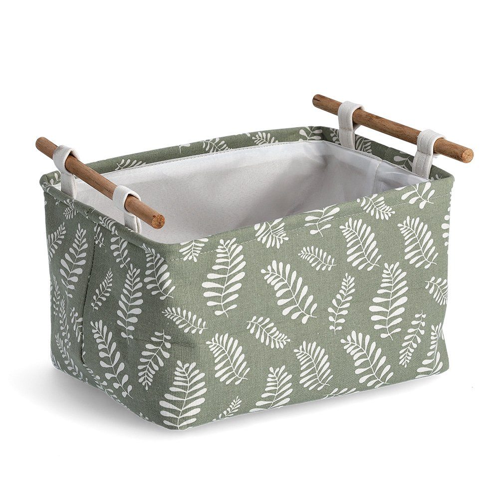 Zeller Present Aufbewahrungskorb Leaves, Baumwolle/Polyester, grün, ca. 35 x 27 x 20,5 cm