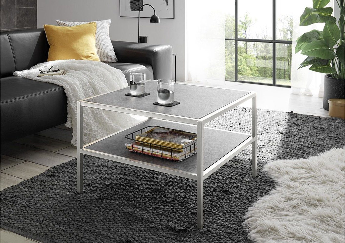 freiraum Couchtisch ORINOCO, aus Glas in Keramik-Optik grau. Abmessungen (L günstig online kaufen