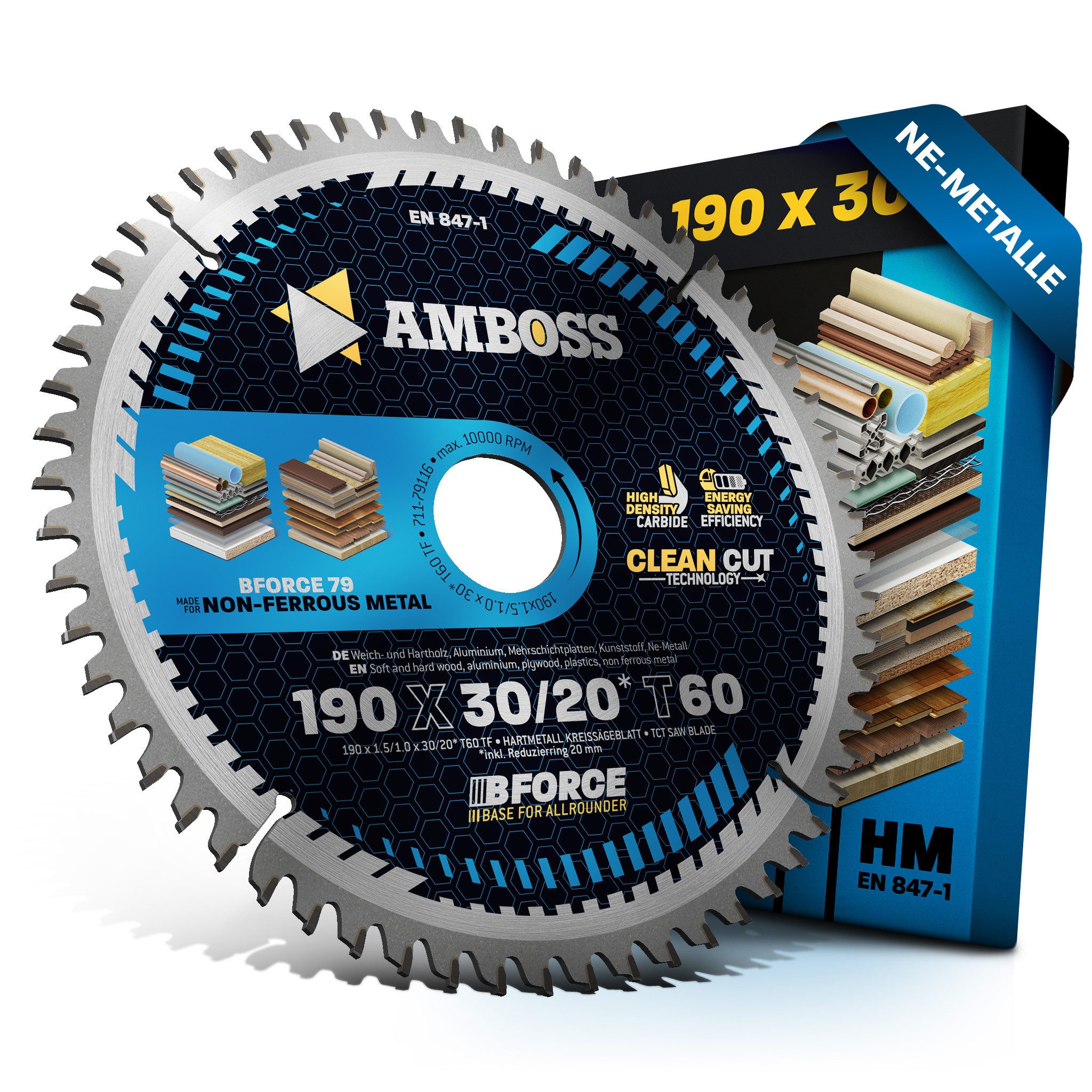 Amboss Werkzeuge Kreissägeblatt HM Kreissägeblatt - 190 x 1.5/1.0 x 30 Z60 TF