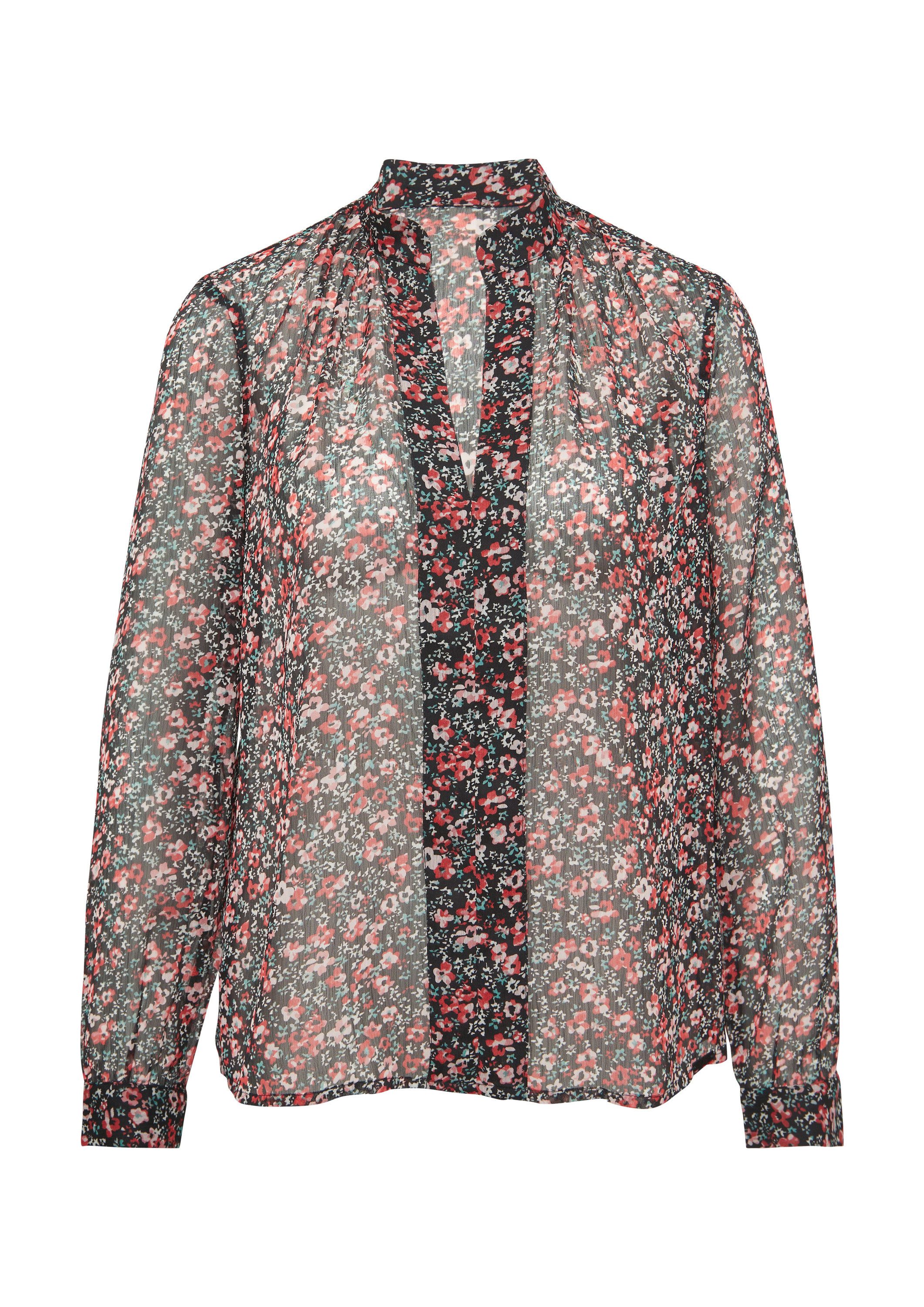 QS Langarmbluse Bluse Leicht transparente Chiffonbluse mit All-over-Print günstig online kaufen
