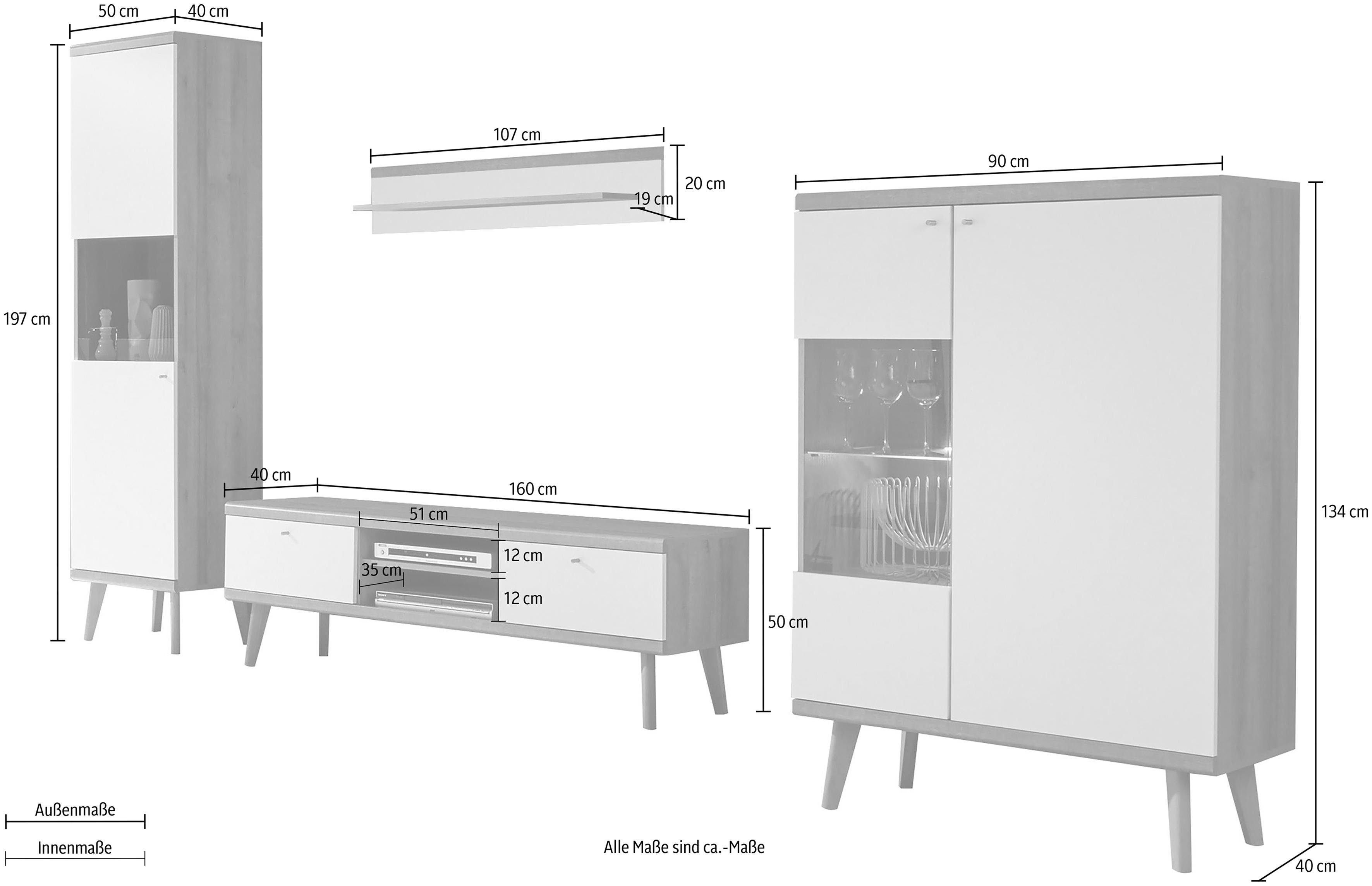 Home affaire Wohnwand Merle, (Set, 4-St)