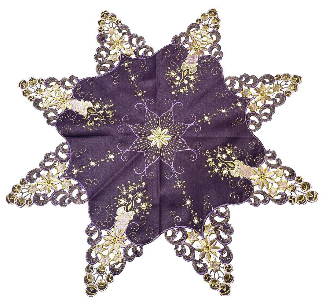 Westernlifestyle Tischdecke Lila Gold Stern Mitteldecke günstig online kaufen