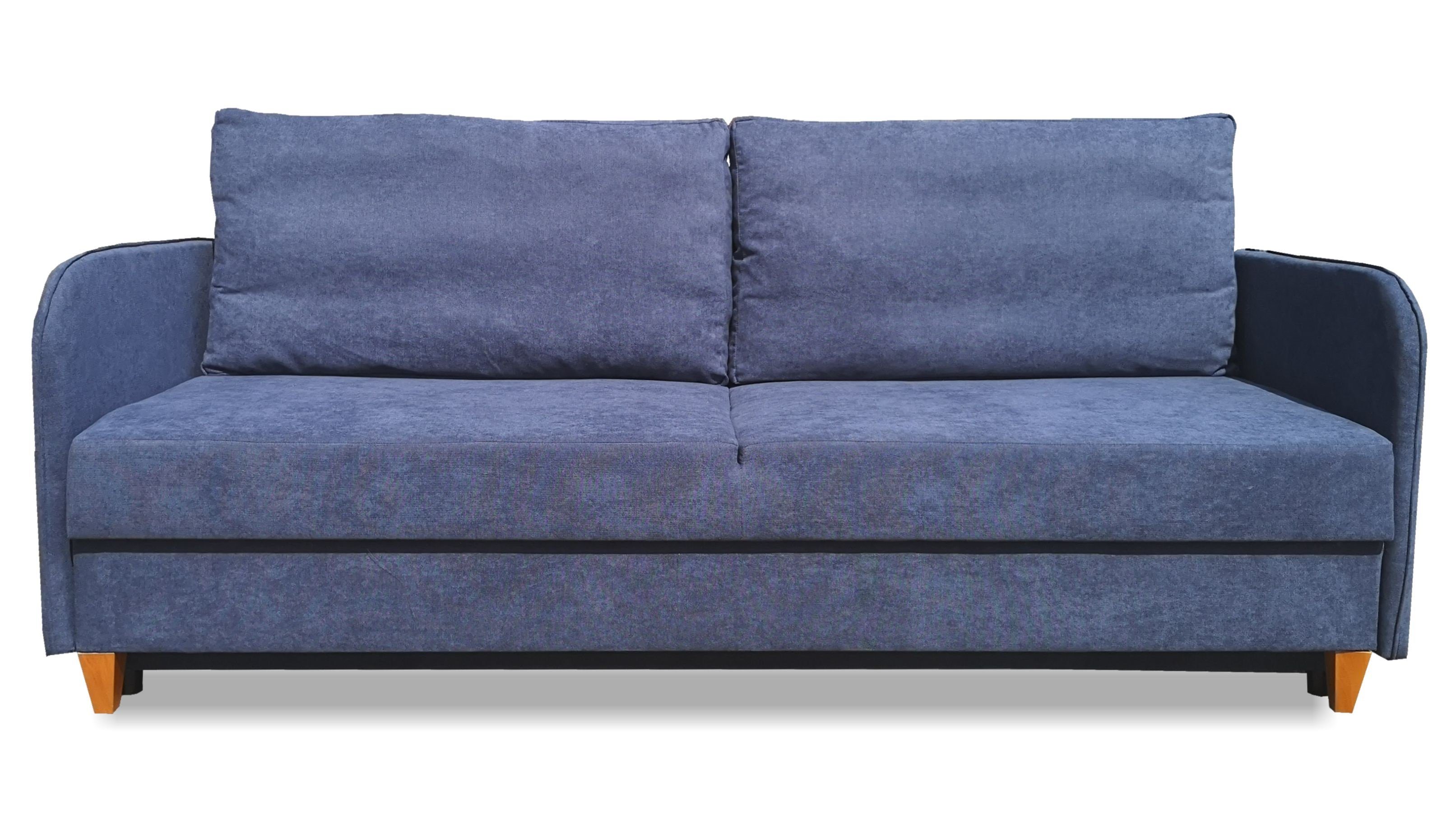 Siblo 3-Sitzer Ausziehbares Dreisitziges Sofa Pablo mit Schlaffunktion - Bettzeugbehälter - Dreisitzer-Sofa Blau