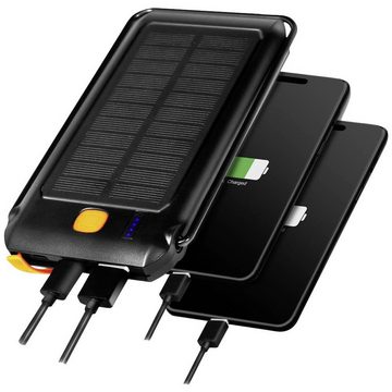 LogiLink Solar Powerbank 10 mAh, Taschenlampe, 2x USB-A QC Solarladegerät
