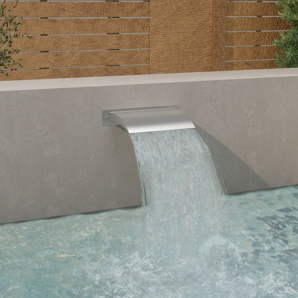 Thumbnail - vidaXL Poolwasserfall, Wasserfall Silbern 45x26x13 cm Edelstahl