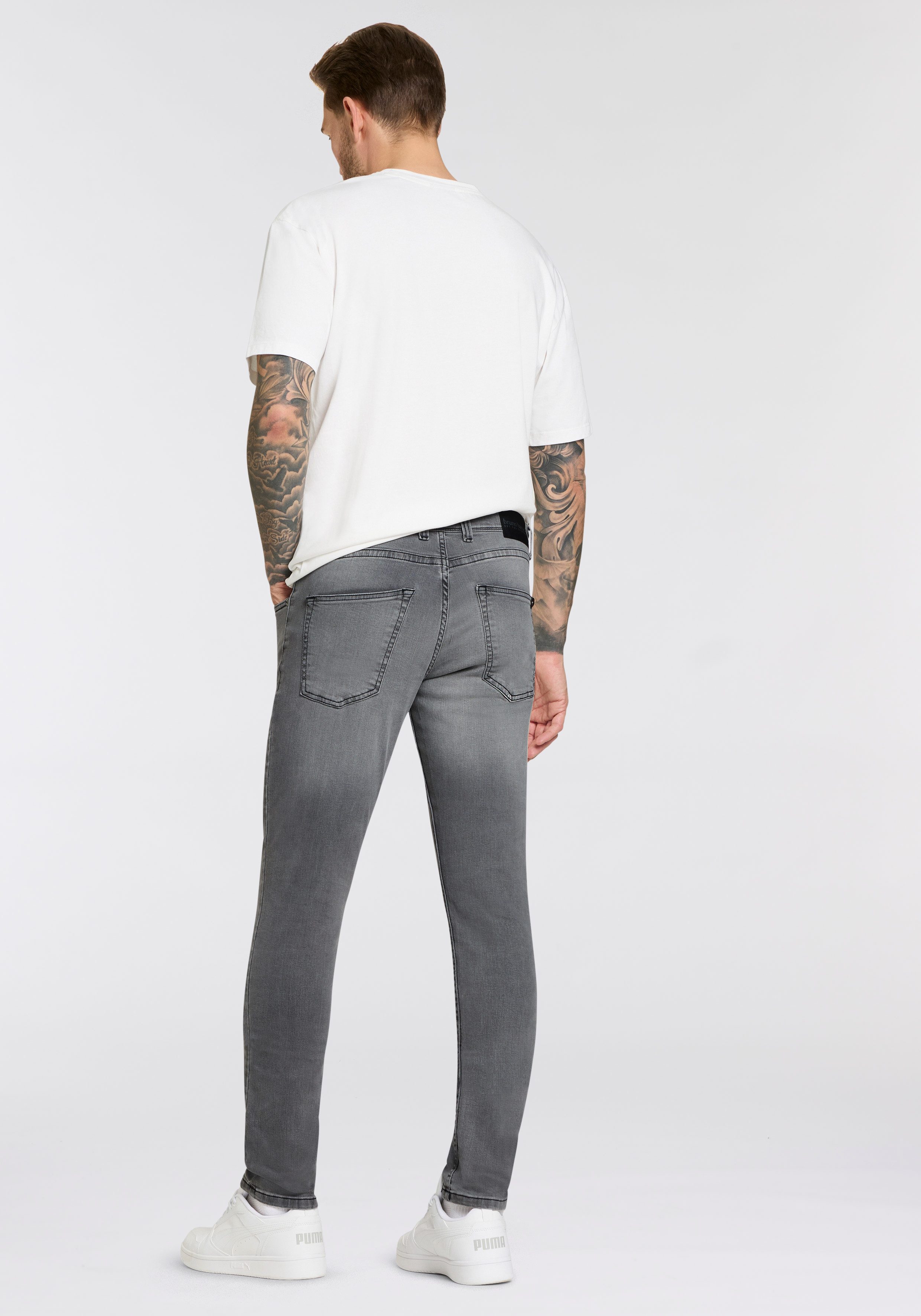 Bruno Banani Slim-fit-Jeans Jimmy (Stretch) schmale Beinform, niedrige Leibhöhe, mit Button-Fly – Bild 4 von 5