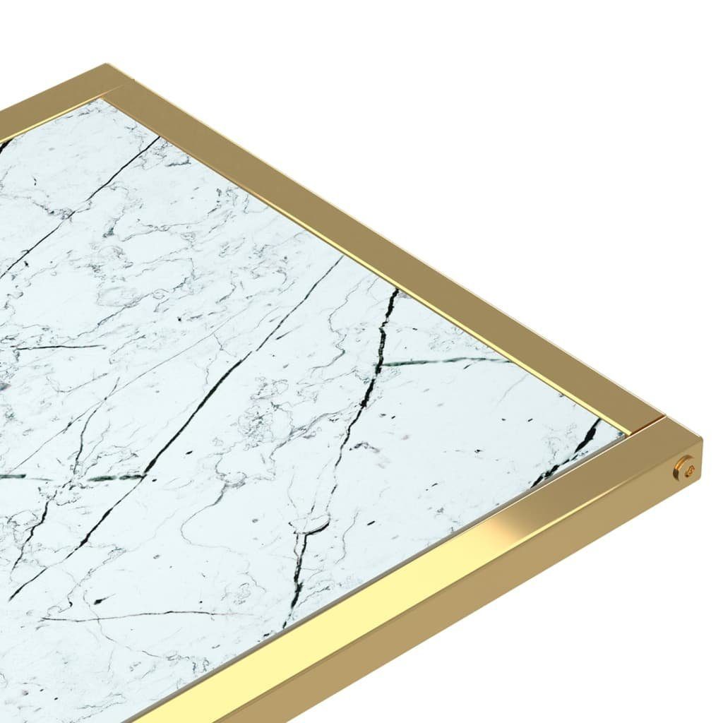 (1-St) | vidaXL Hartglas und Computer-Beistelltisch cm 50x35x65 weißer Marmor Golden Marmor Beistelltisch und Weiß weißer Marmor Golden