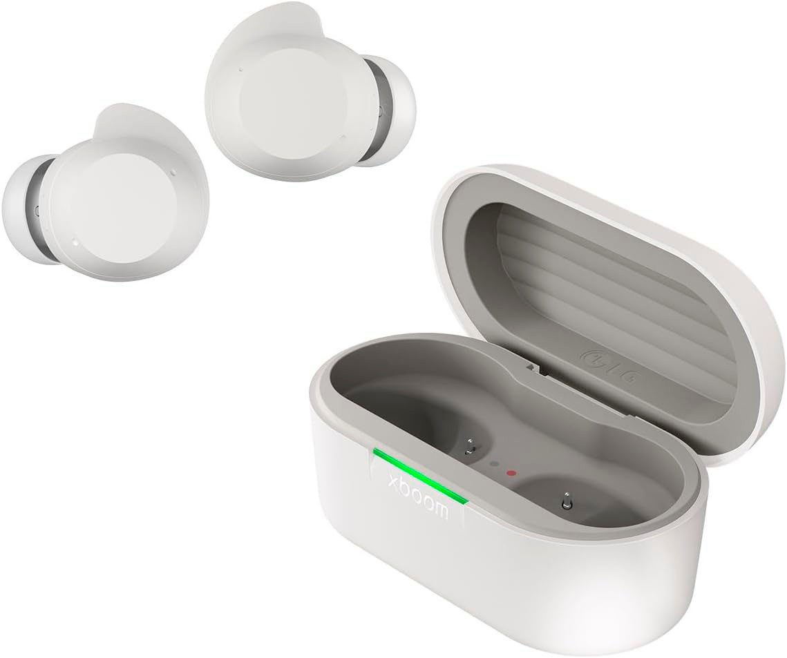 LG xboom Buds Lite Bluetooth-Kopfhörer (Active Noise Cancelling (ANC), Freisprechfunktion, LED Ladestandsanzeige, Multi-Point-Verbindung, Rauschunterdrückung, Sprachsteuerung, kompatibel mit Siri, Google Assistant, Siri, Bluetooth)