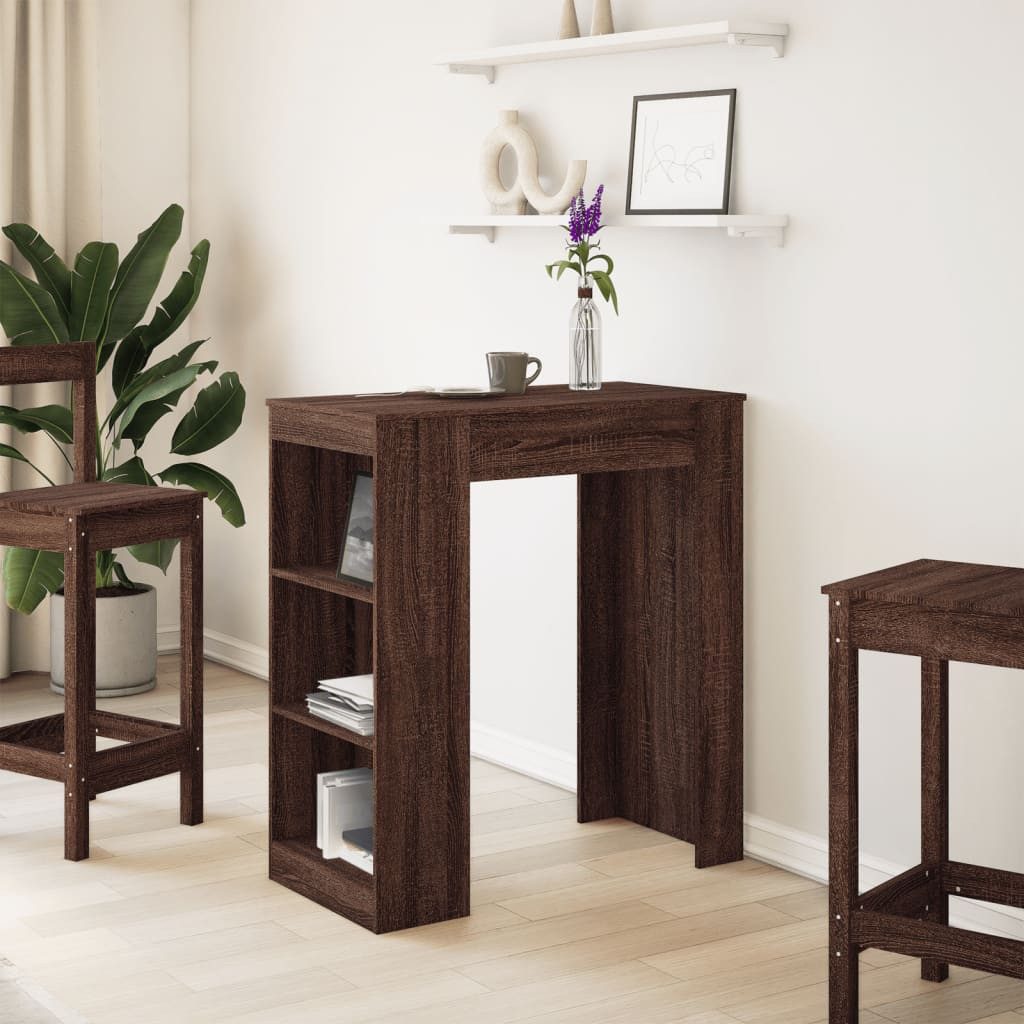 vidaXL Esstisch Bartisch mit Regal Braun günstig online kaufen
