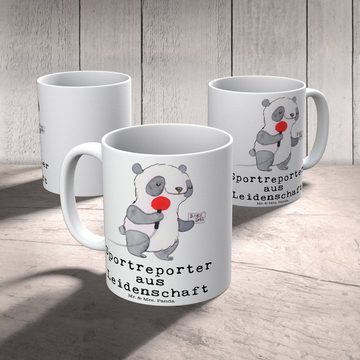 Mr. & Mrs. Panda Tasse Sportreporter Leidenschaft - Weiß - Geschenk, Arbeitskollege, Tasse M, Keramik, Exklusive Motive