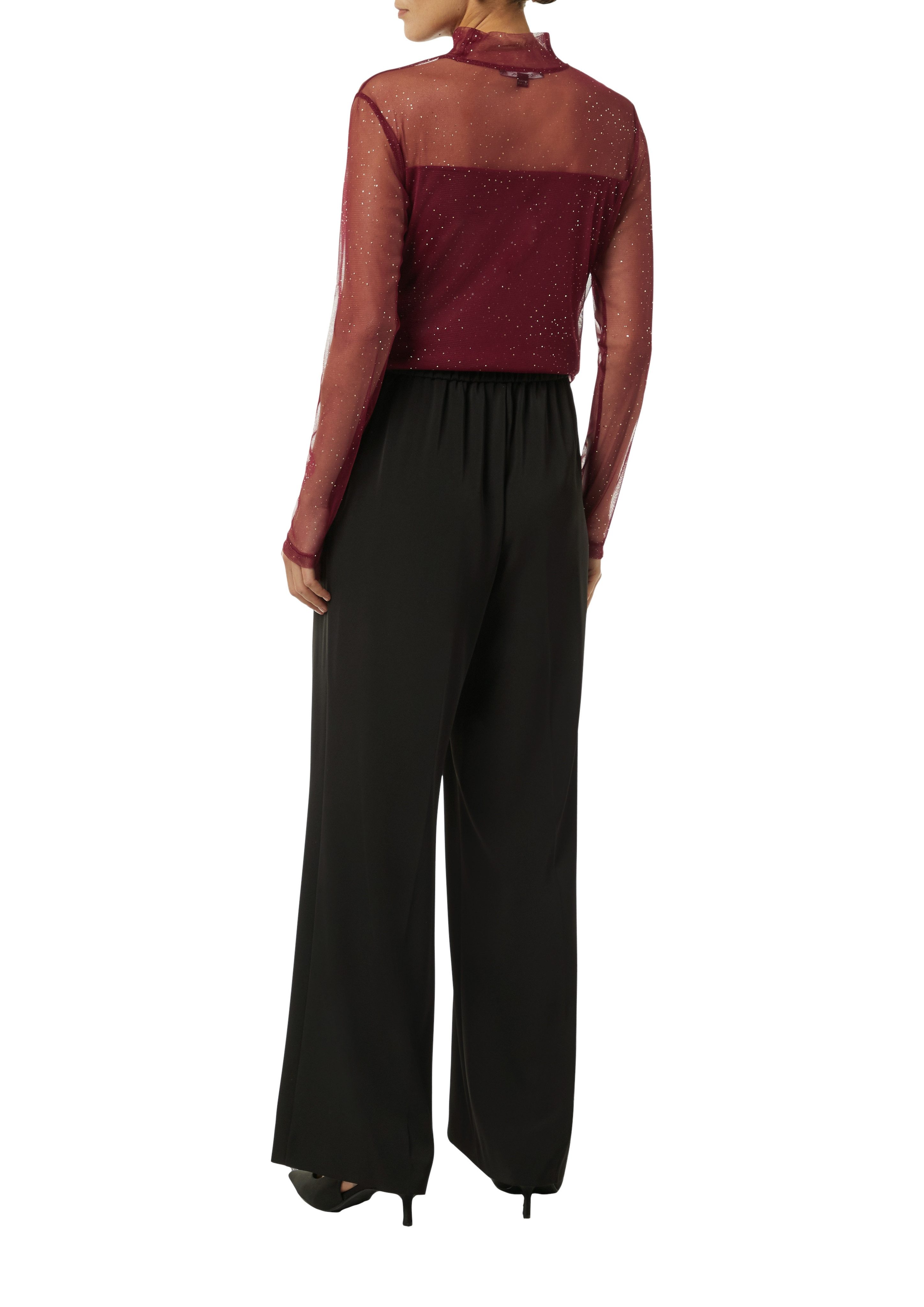 comma Langarmshirt im halbtransparenten Look