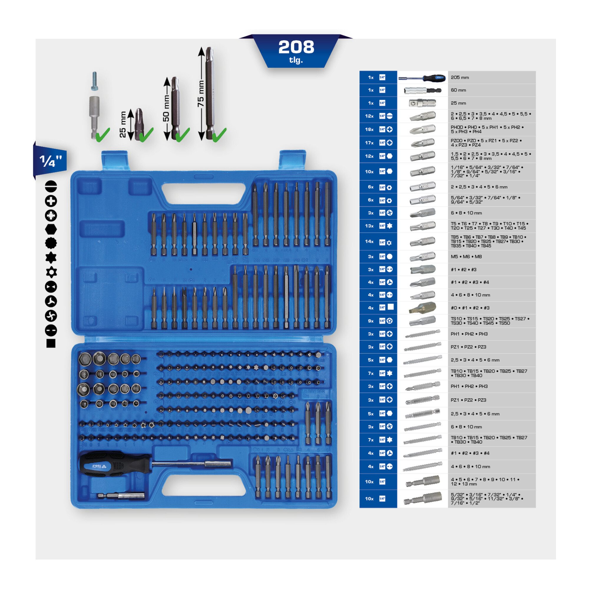 Brilliant Tools Bit-Set Brilliant Tools Bit-Satz, 208-tlg