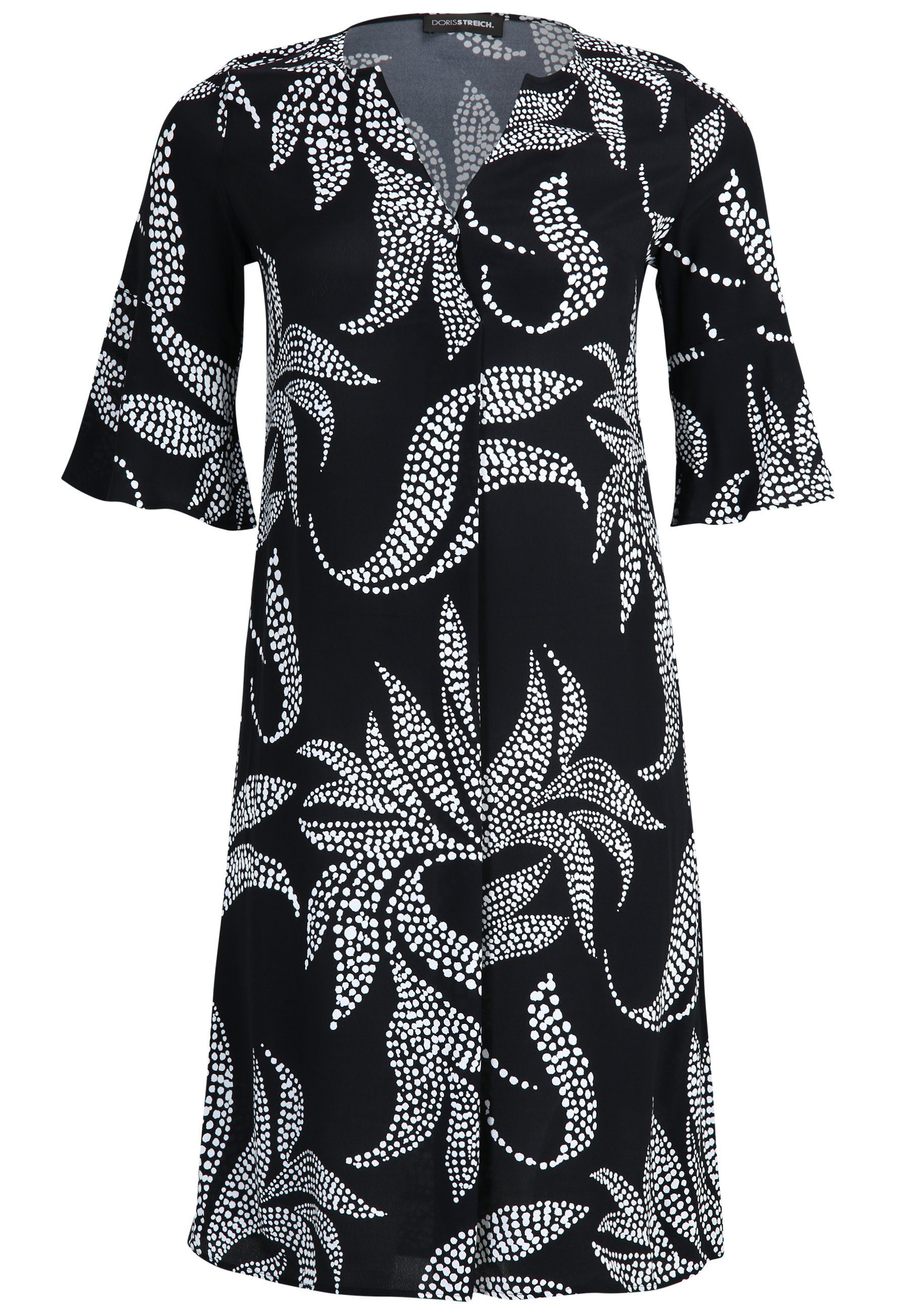 Streich mit Druckkleid Blätter-Print Kleid Doris
