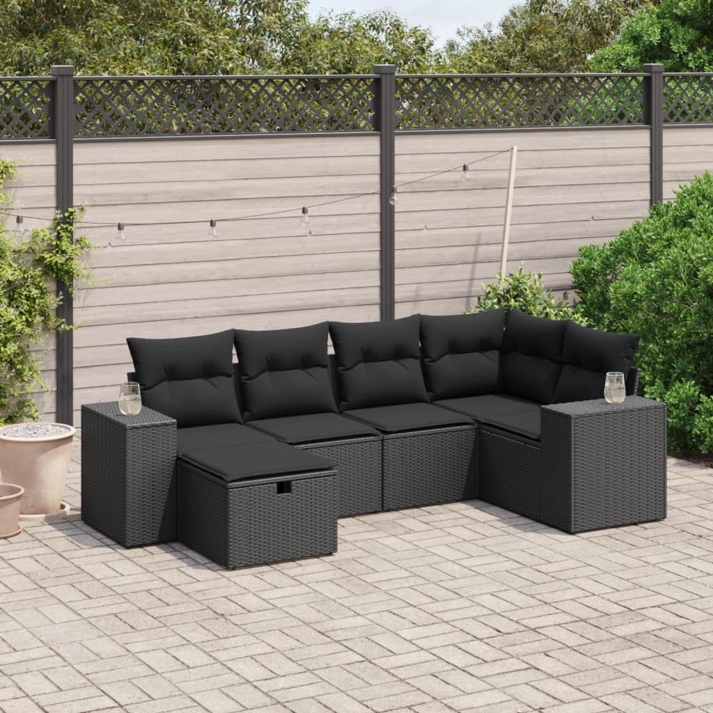 furnicato Gartensofa Garten-Sofagarnitur PE-Rattan Schwarz 62x62x69 cm, 1 Teile, UV-beständige Sitzgruppe mit waschbaren Kissen und modularem Design
