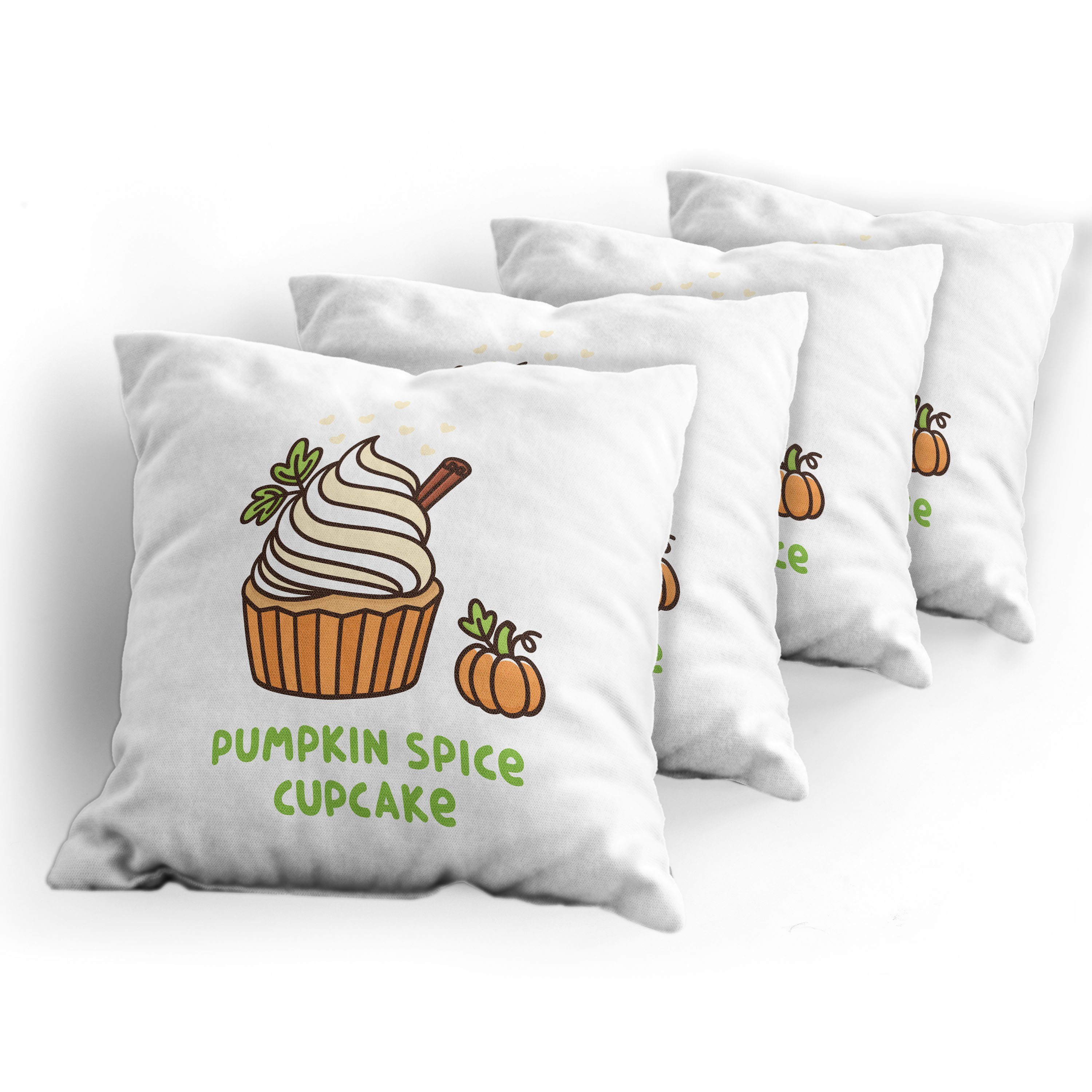 Kürbis (4 Kissenbezüge Modern Accent geschmack Herbst-Cupcake Doppelseitiger Stück), Digitaldruck, Abakuhaus