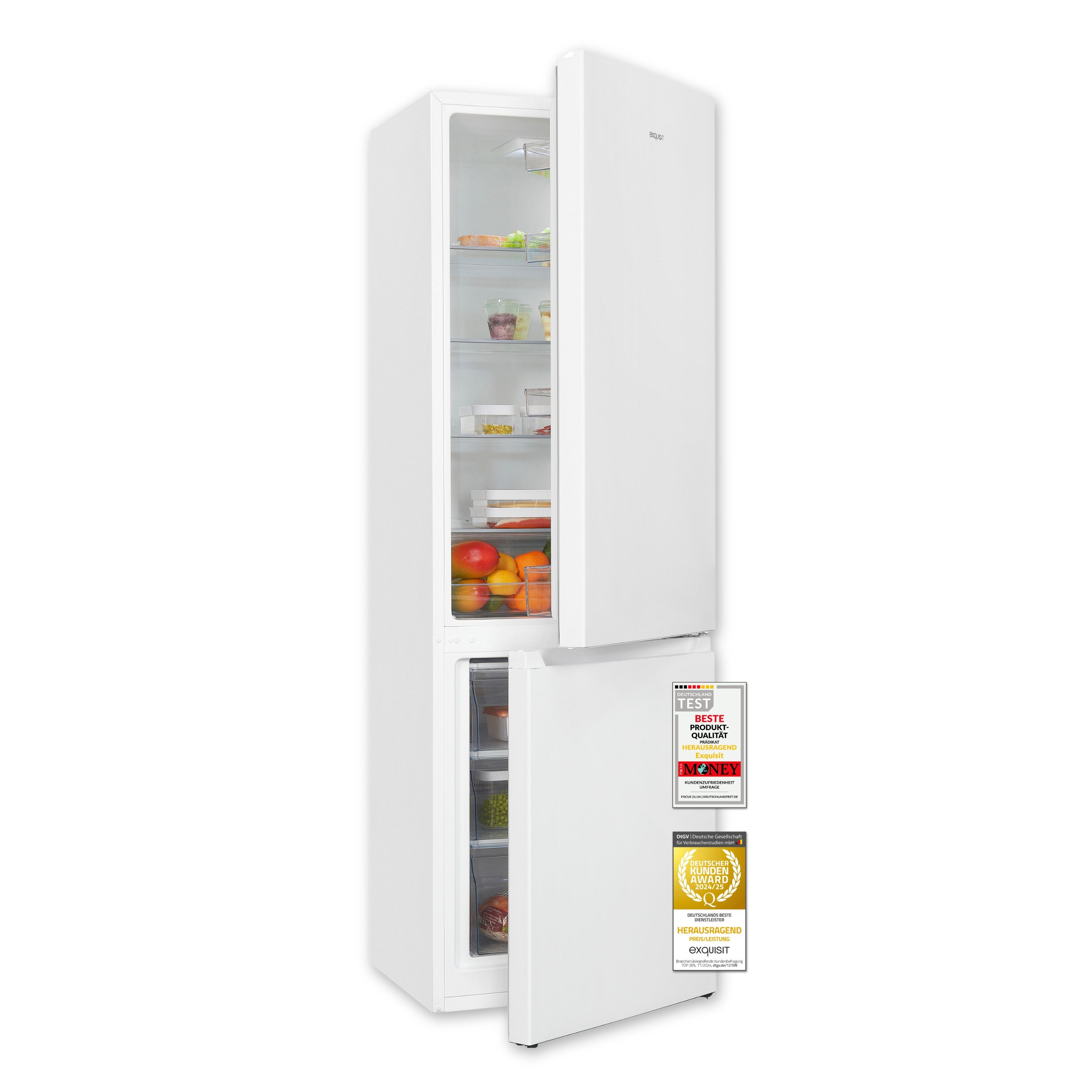 exquisit Kühl-/Gefrierkombination KGC5265-70-010E, 180 cm hoch, 55 cm breit, maximales Kühl- und Gefriervolumen zum attraktiven Preis