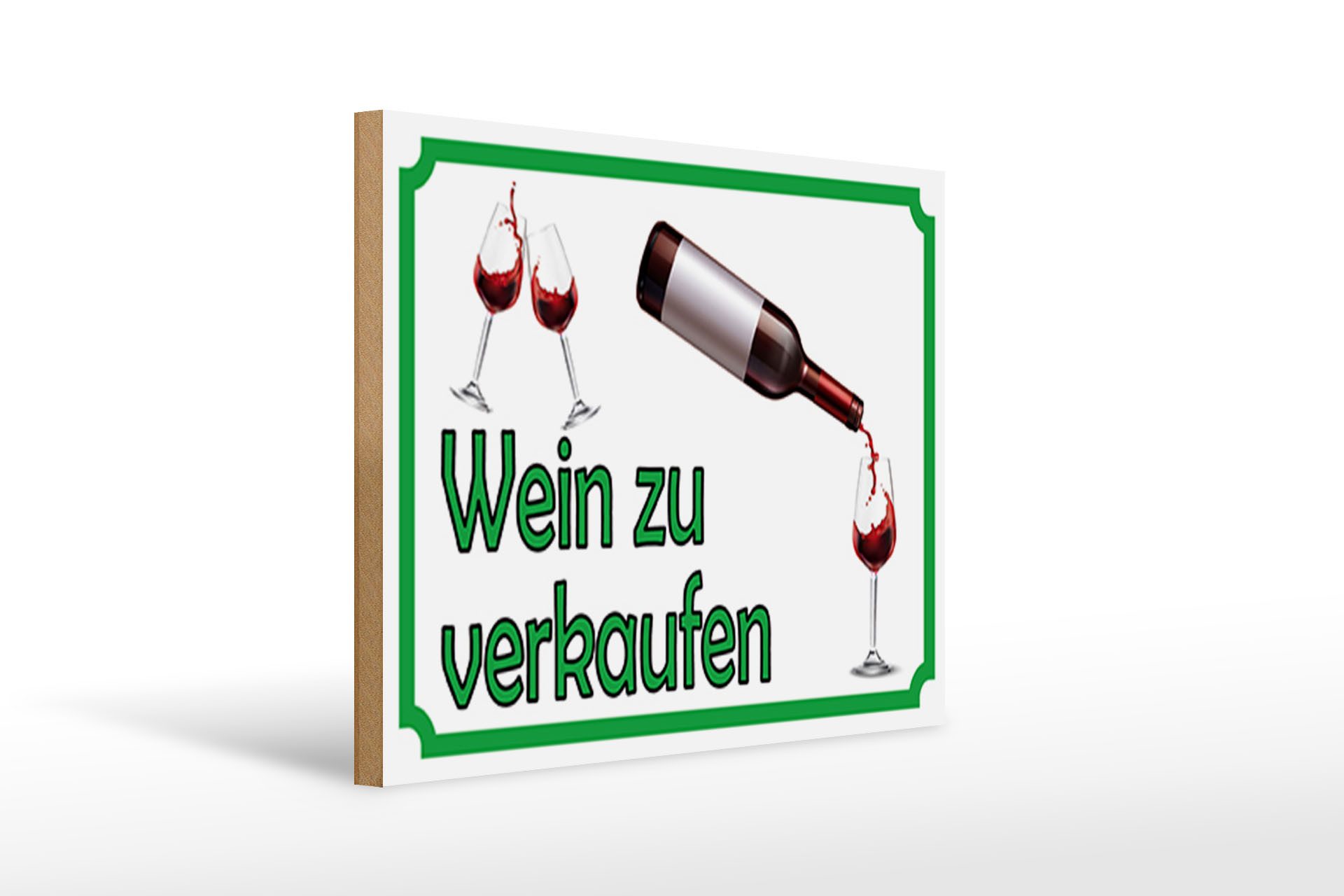 Holzbild Hinweis 40x30cm Wein zu verkaufen Alkohol