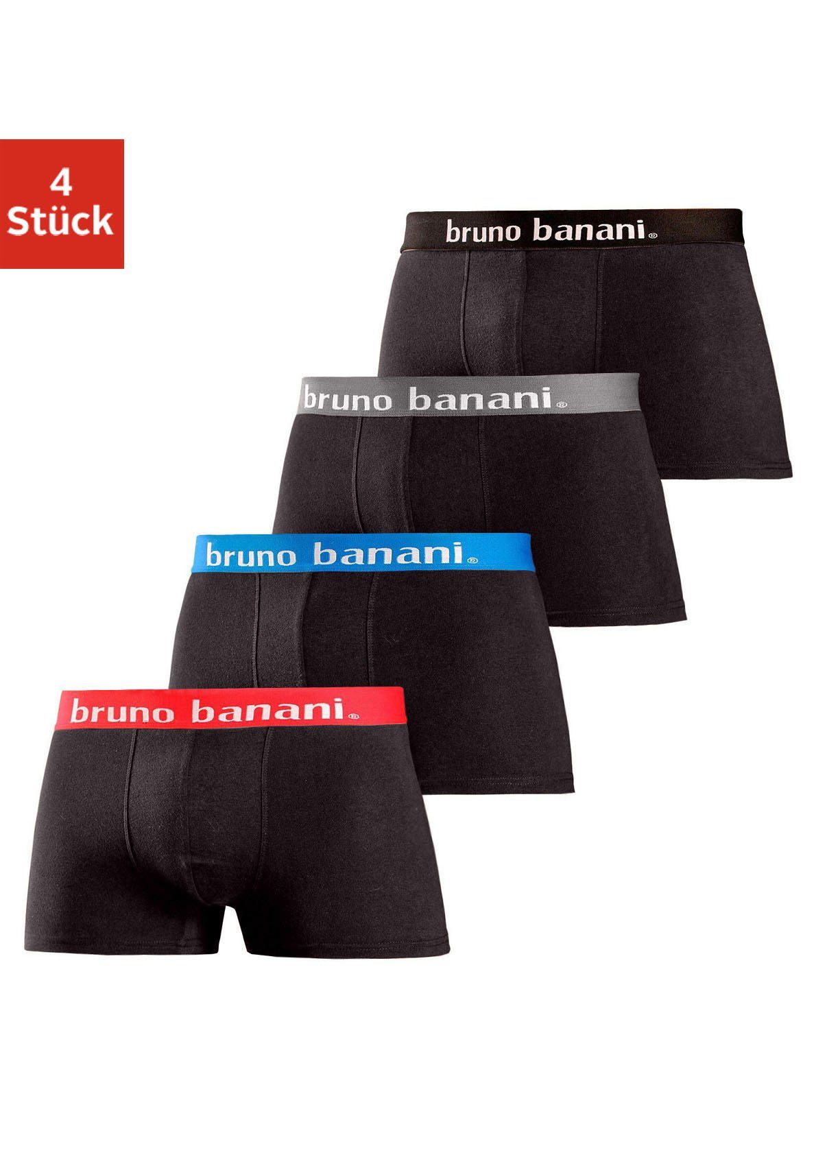 Bruno Banani Boxer (Packung, 4-St) mit Kontrast-Webbund