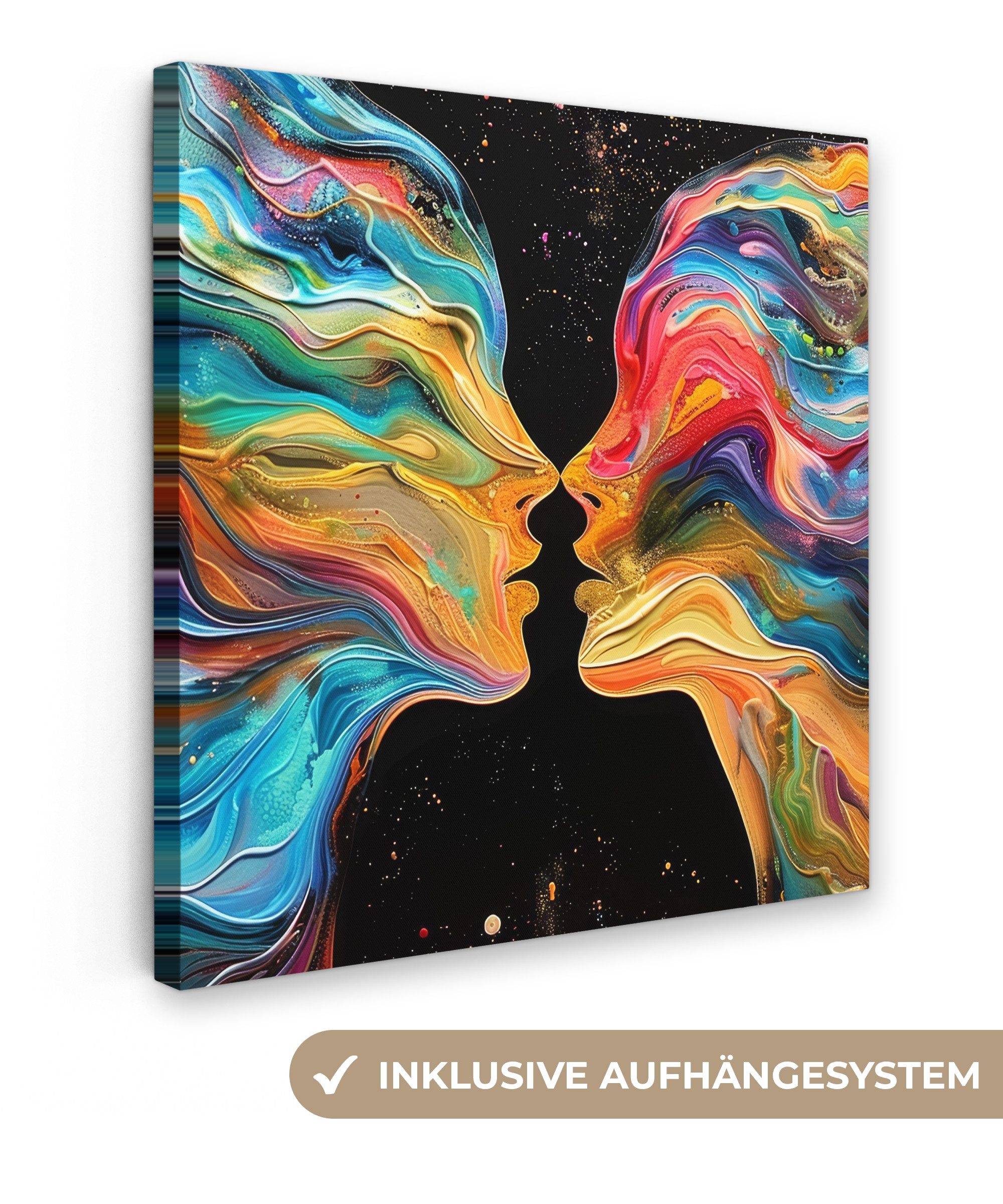 OneMillionCanvasses® Leinwandbild Kunst - Bunt - Frau - Kunst - Abstrakt - günstig online kaufen