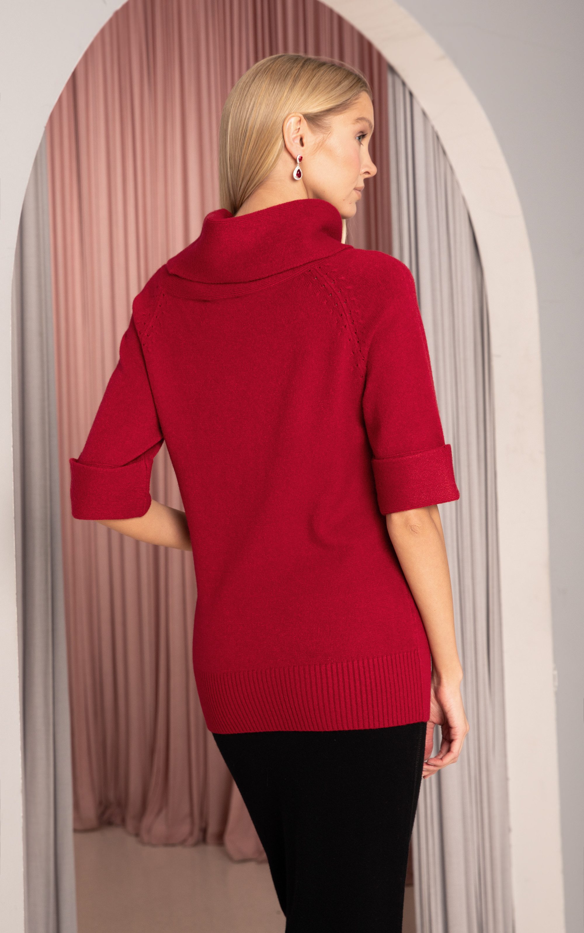 Passioni Rollkragenpullover halbarm in kräftigem Rot günstig online kaufen