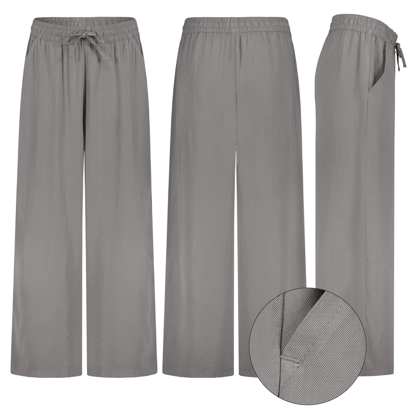 SUBLEVEL Chinos Damen Luftige Sommerhose Freizeit Weit geschnitten Stoffhos günstig online kaufen