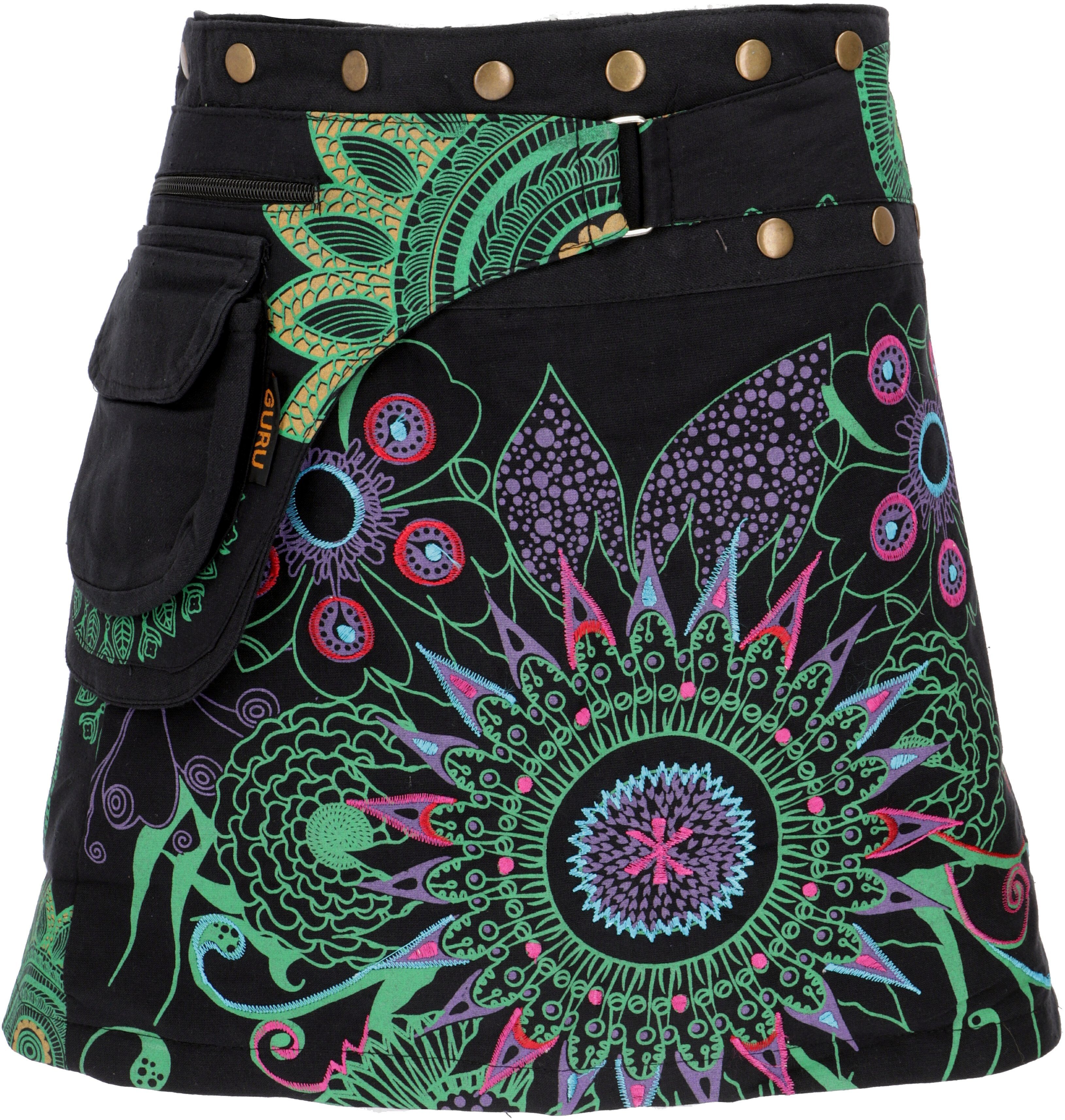 Guru-Shop Minirock Wickelrock, kurzer Goa Rock, Cacheur, Minirock.. alternative Bekleidung