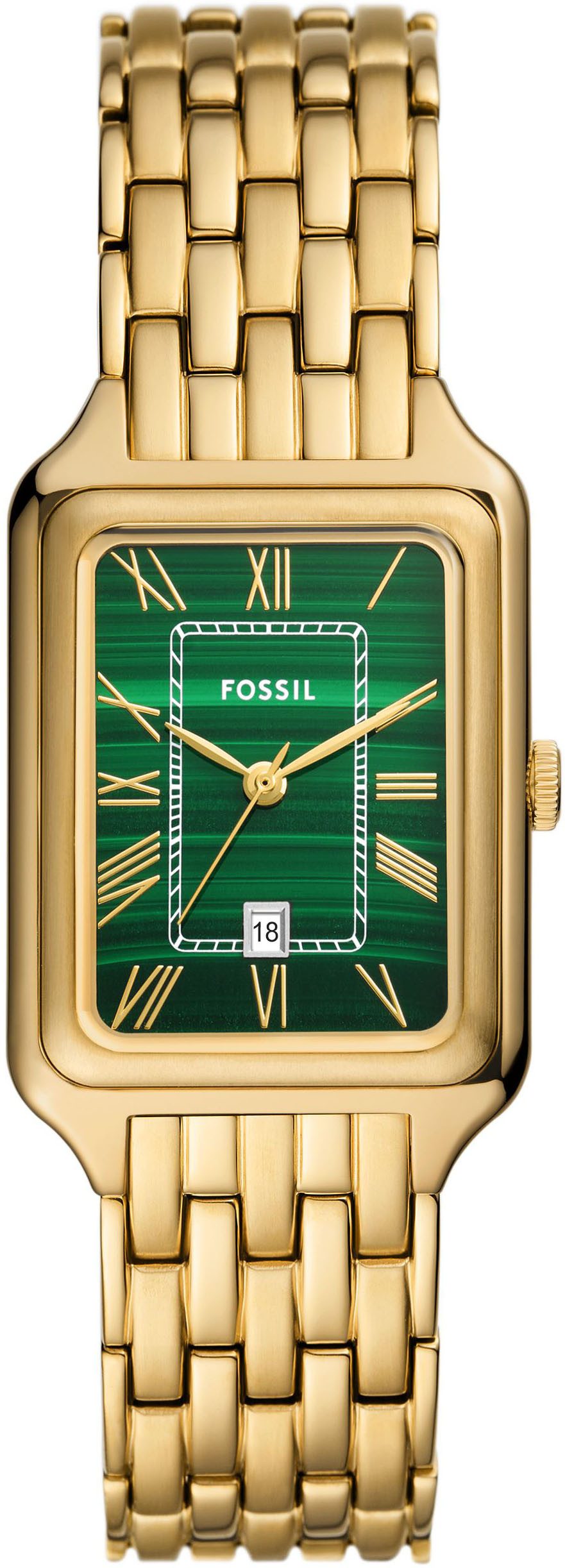 Fossil Quarzuhr Raquel ES5341, Armbanduhr, Damenuhr, Datum, analog, Edelstahlarmband