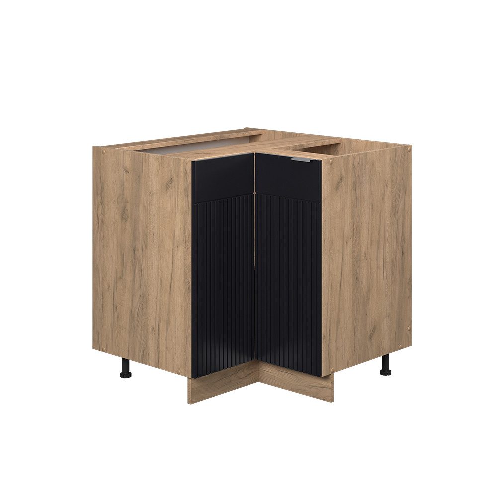 Vicco Eckunterschrank Fame-Line, Schwarz gestreift/Goldkraft Eiche, günstig online kaufen