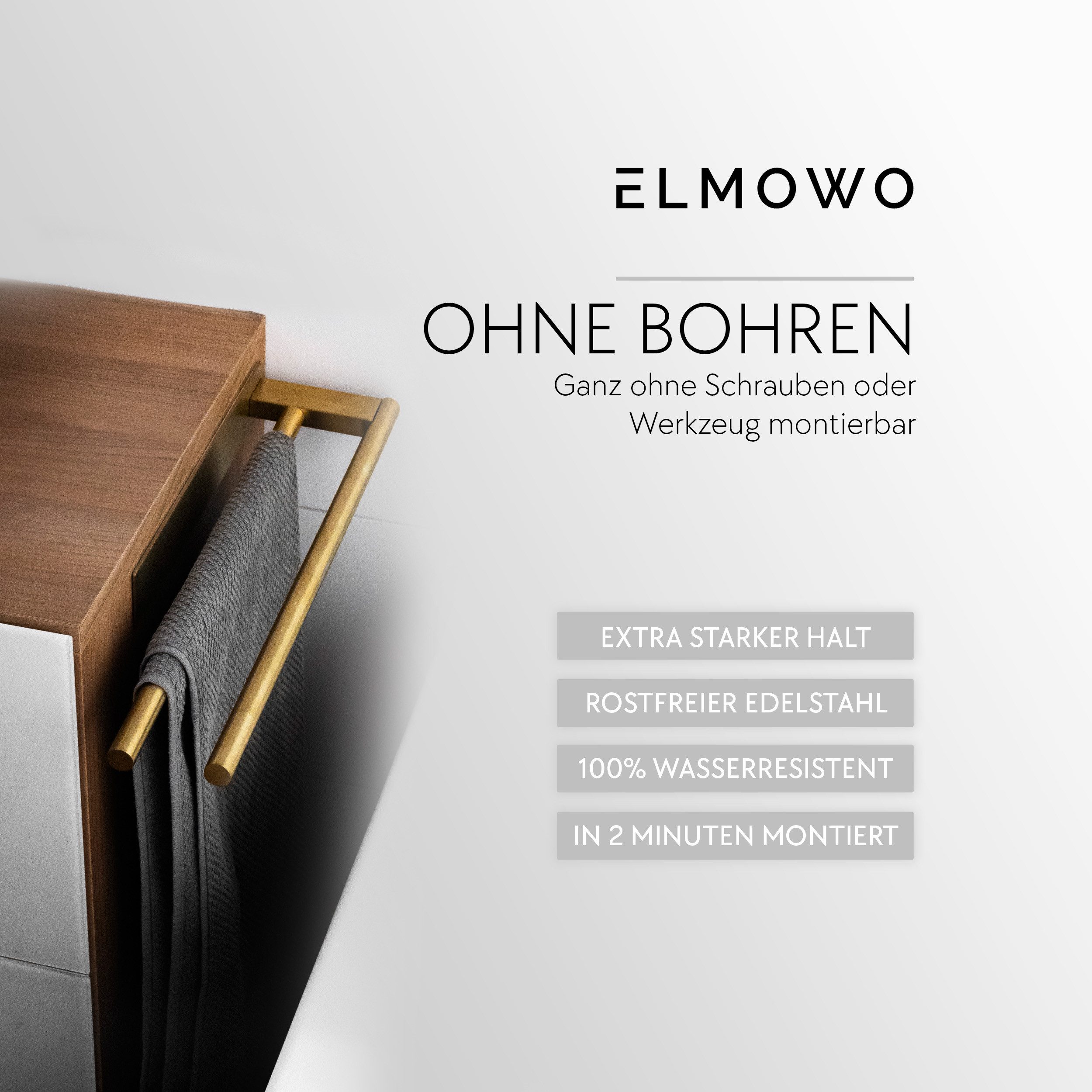ELMOWO Handtuchhalter ohne Bohren aus Edelstahl für 2 Handtücher - Handtuch günstig online kaufen