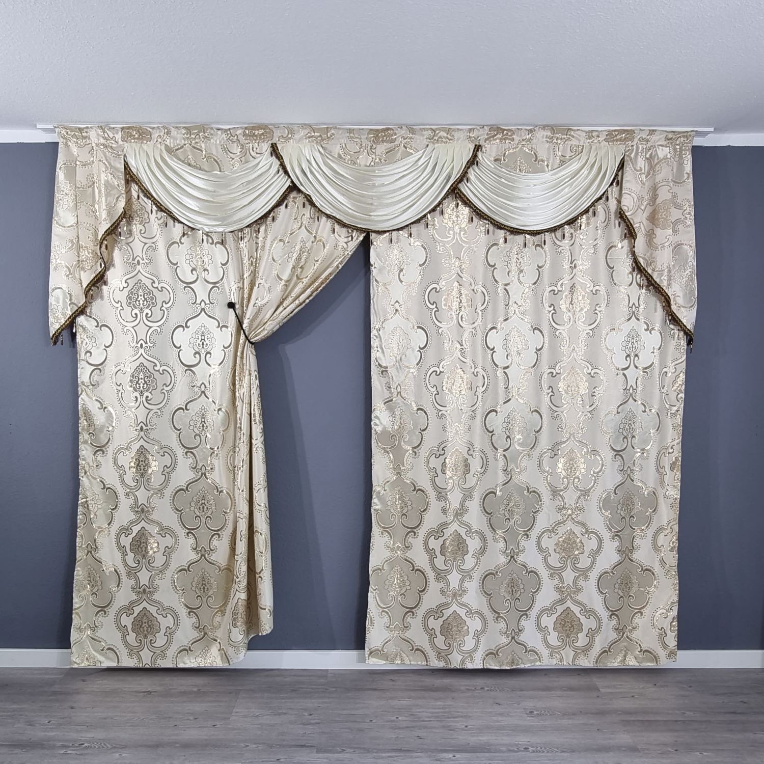 Blickdicht, Gardine (1 Jacquard Perde, Verdunkelungsvorhang Verdunkelung, Gold, blickdicht, Gardinen by Kräuselband Verdunkelt, Orientalisch, St), Justyna, Polyester, Barock Barock styl,