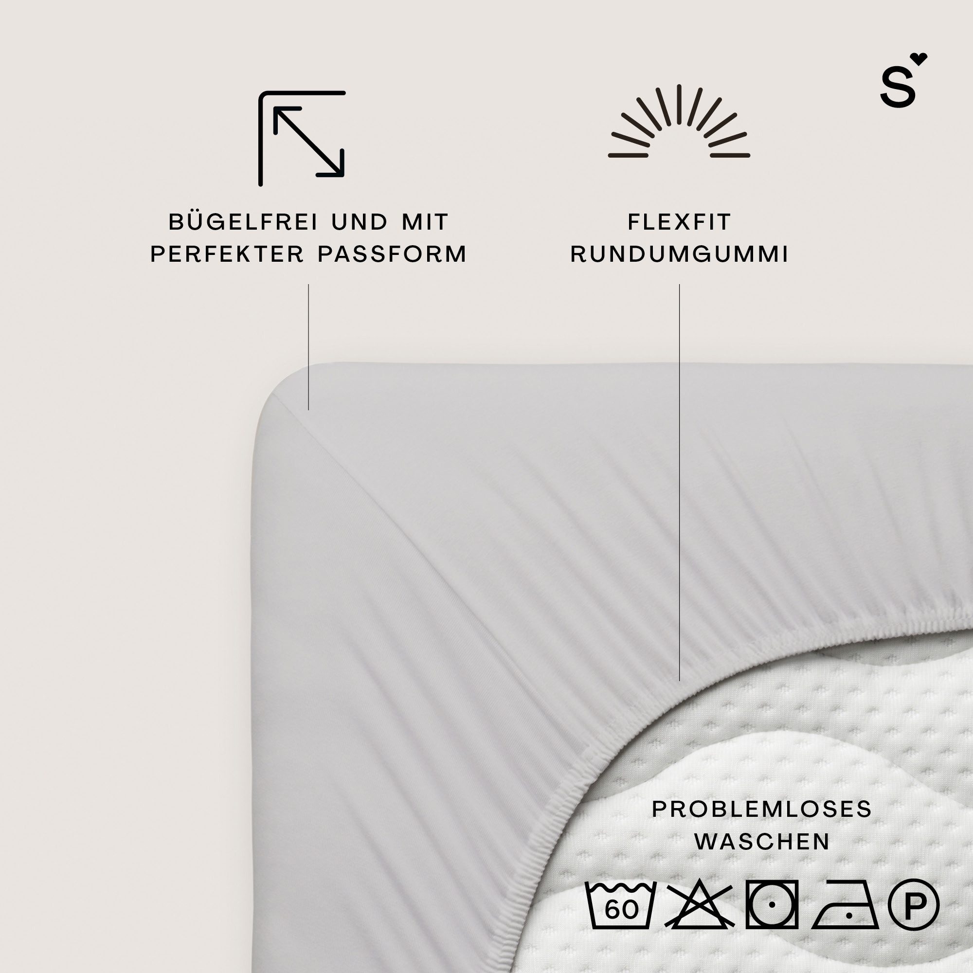 Schlafgut Spannbettlaken Basic Cotton Bettlaken, 160 g/m², 100% Baumwolle, Spannbetttuch, Jersey, Gummizug: rundum, (1 Stück), Spannbettlaken bis 20 cm Matratzenhöhe, bügelfrei und pflegeleicht
