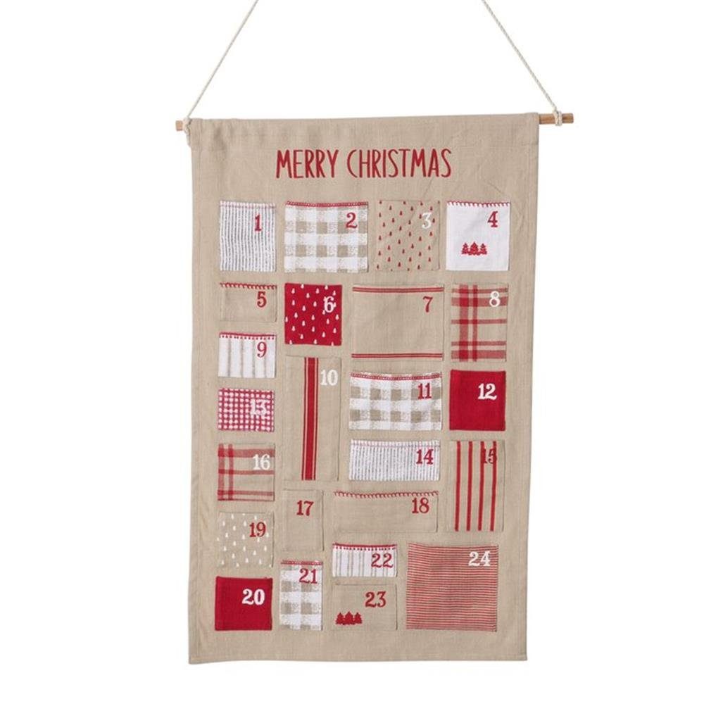 BOLTZE befüllbarer Adventskalender Kaista, 80 x 50 cm, aus Baumwolle, zum Aufhängen