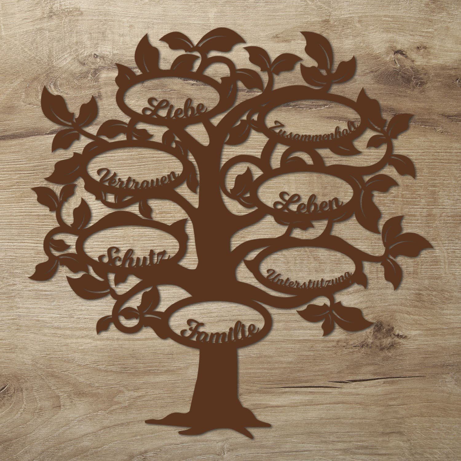 Namofactur 3D-Wandtattoo Holz Wandbild 'Familie Baum' Wanddeko, Wanddekoration Familien Stammbaum, Wandgestaltung für dein Wohnzimmer