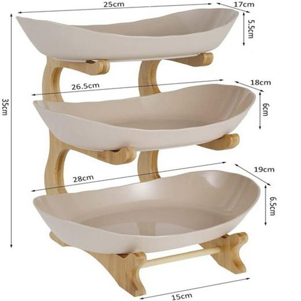 aus den getrocknete für TUABUR Tortenplatte Holz Plastik Obstteller Obstkiste, Haushalt, 3-lagiger