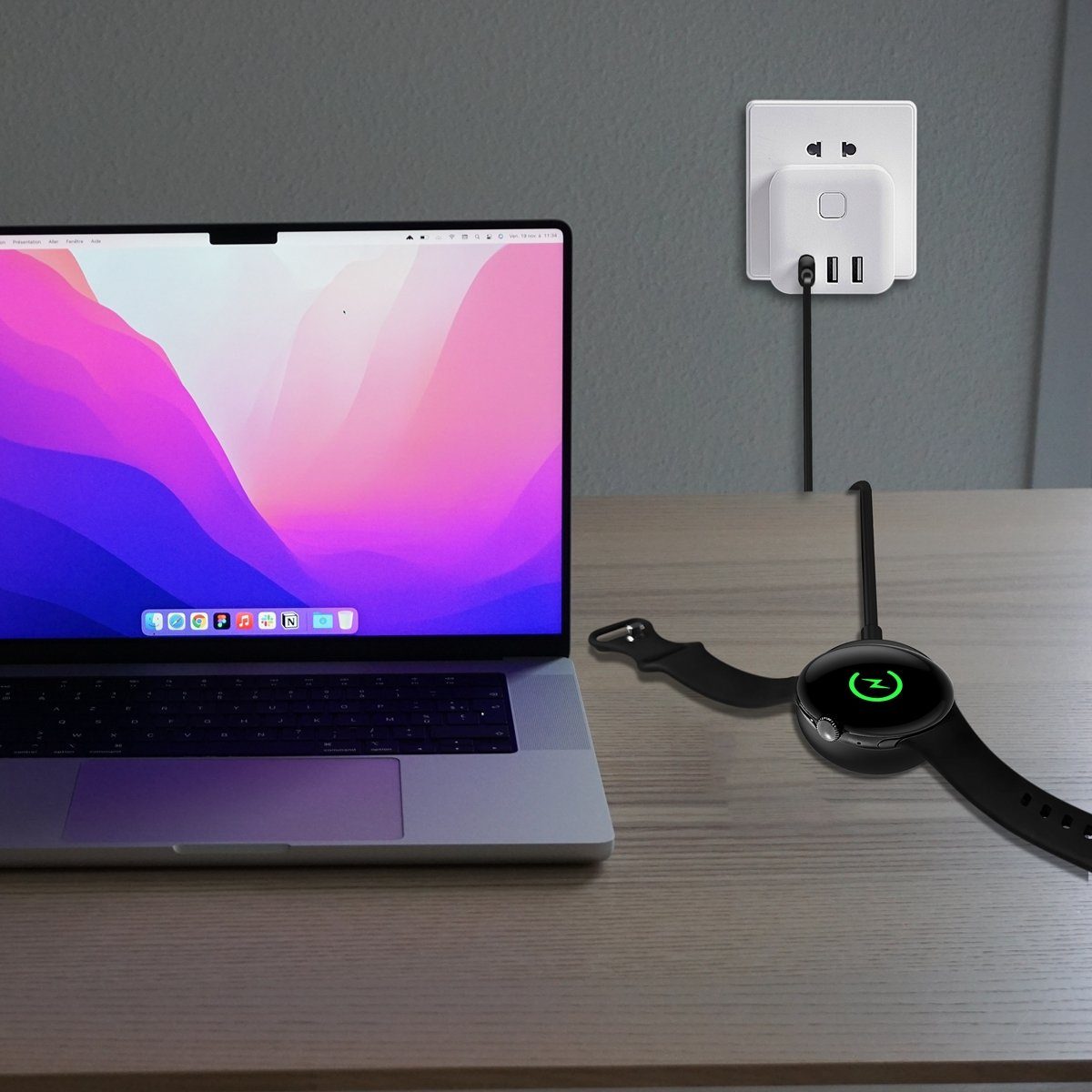 Wigento Für Google Pixel 3 41mm / 2 / 1 USB Port 1 Meter Ladekabel Schwarz Stromadapter, 0 cm – Bild 5 von 5