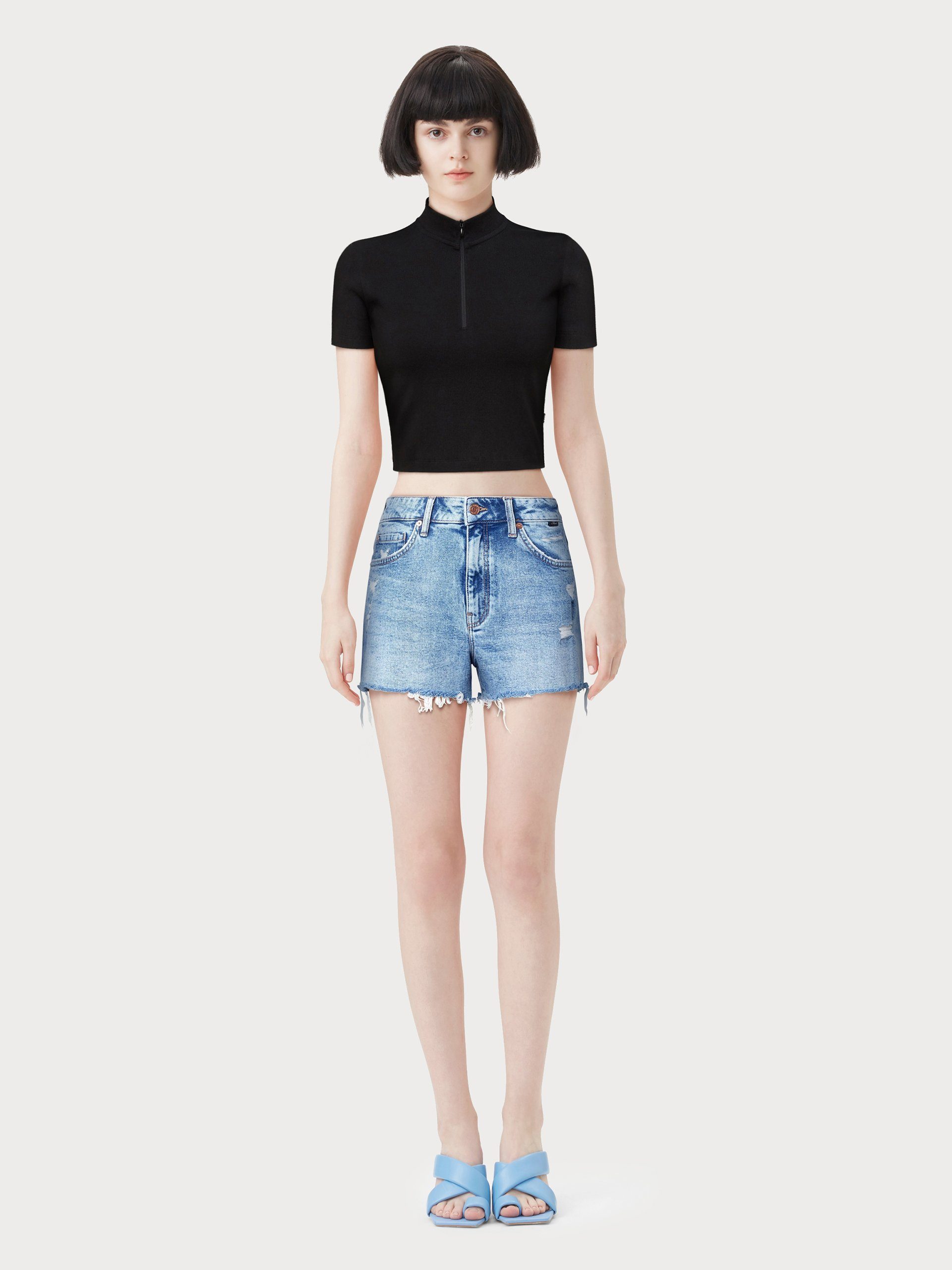 Damen Hosen Mavi Slim-fit-Jeans ROSIE mit ausgefranstem Saumabschluss