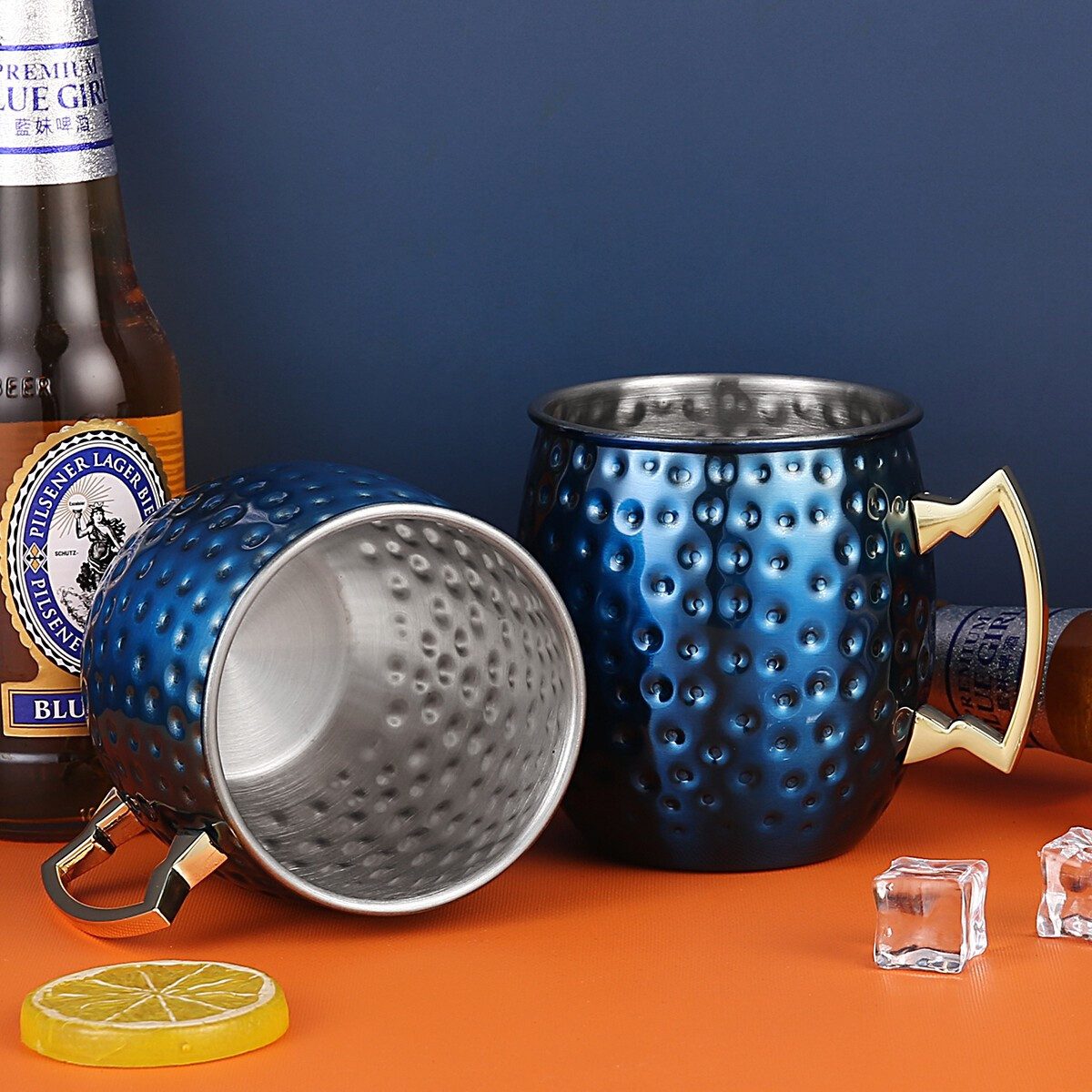 Faizee Möbel Tasse Cocktailglas Moscow Mule Becher Kupferbecher 500ml Fassungsvermögen, 4-tlg., Kupfer/Edelstahl