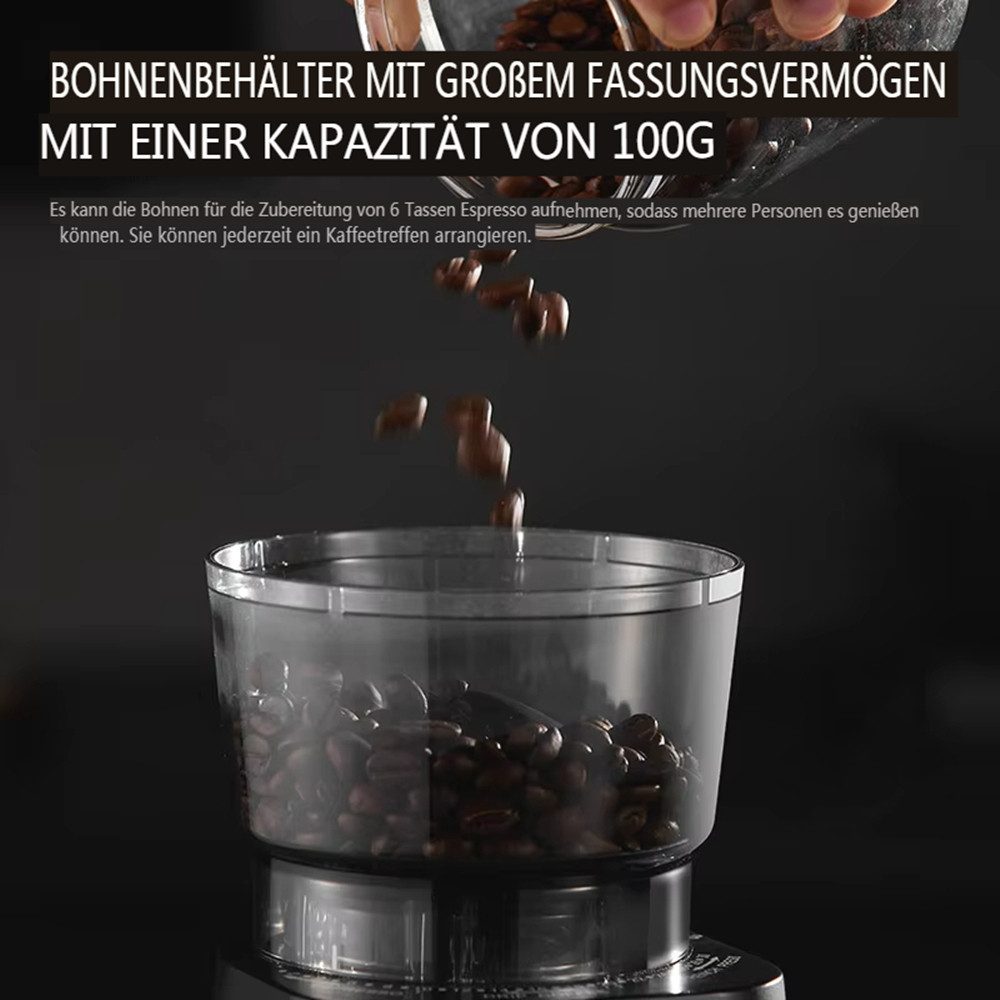BLiTZWOLF Kaffeemühle, 150 W, Kegelmahlwerk, 100 g Bohnenbehälter, Elektrische Vollautomatisch, Bohnenmühle Kaffee-Bohnenzerkleinerer