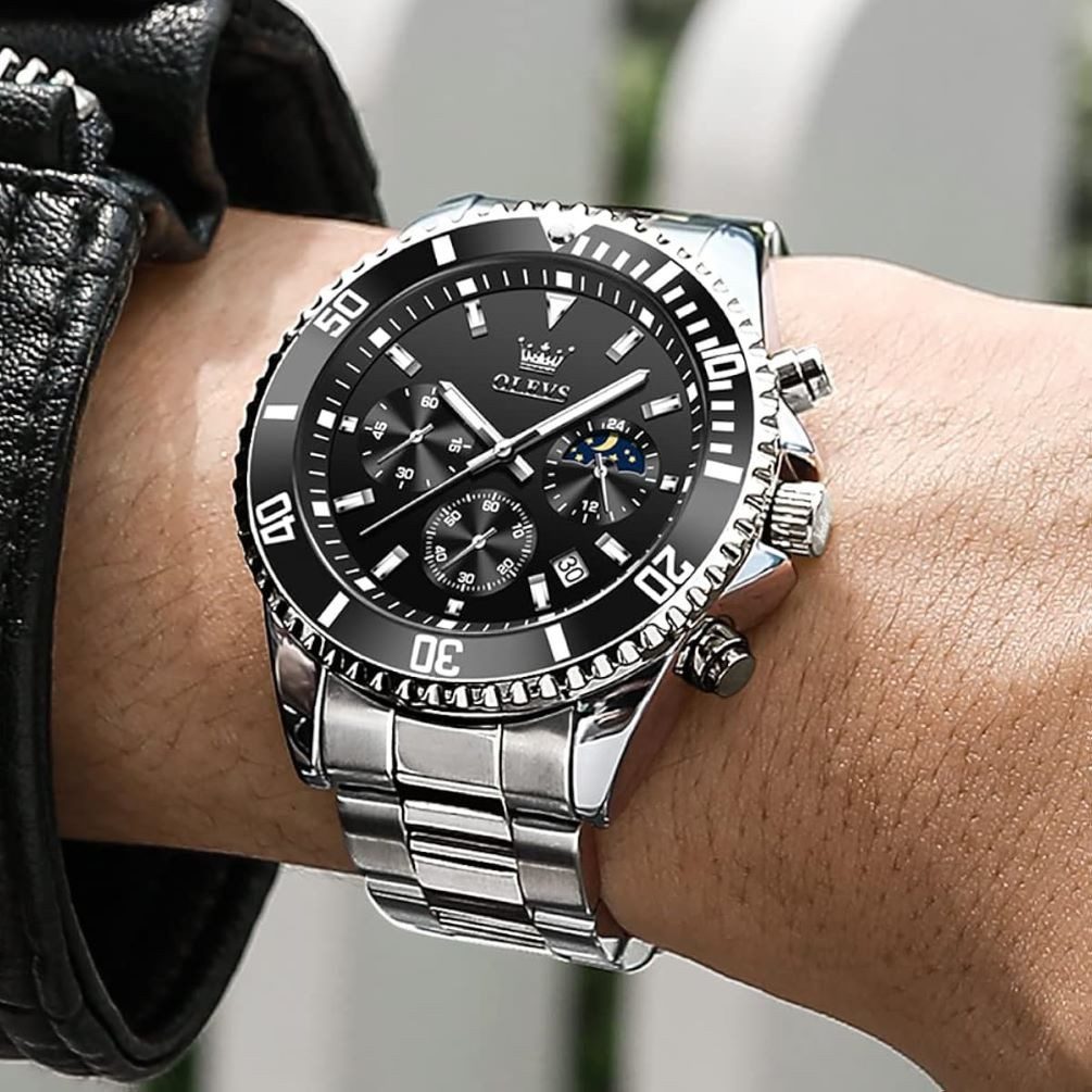 OLEVS Quarzuhr Herrenuhr Olevs Chronograph mit Tag & Nacht Anzeige – Metall günstig online kaufen
