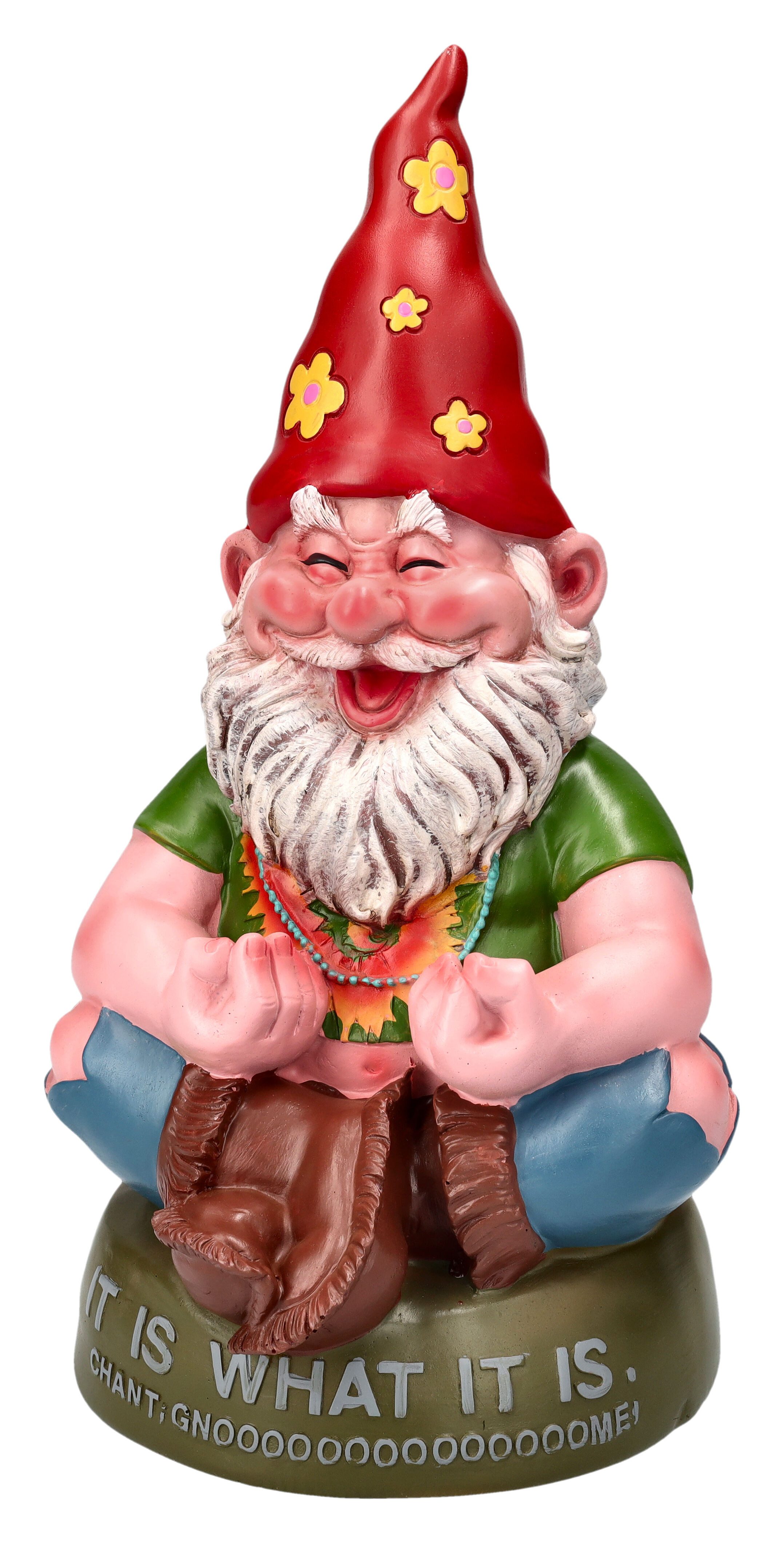 Figuren Shop GmbH Gartenzwerg Gartenzwerg Figur - Hippie beim Meditieren - Dekofigur Garten Zwerg