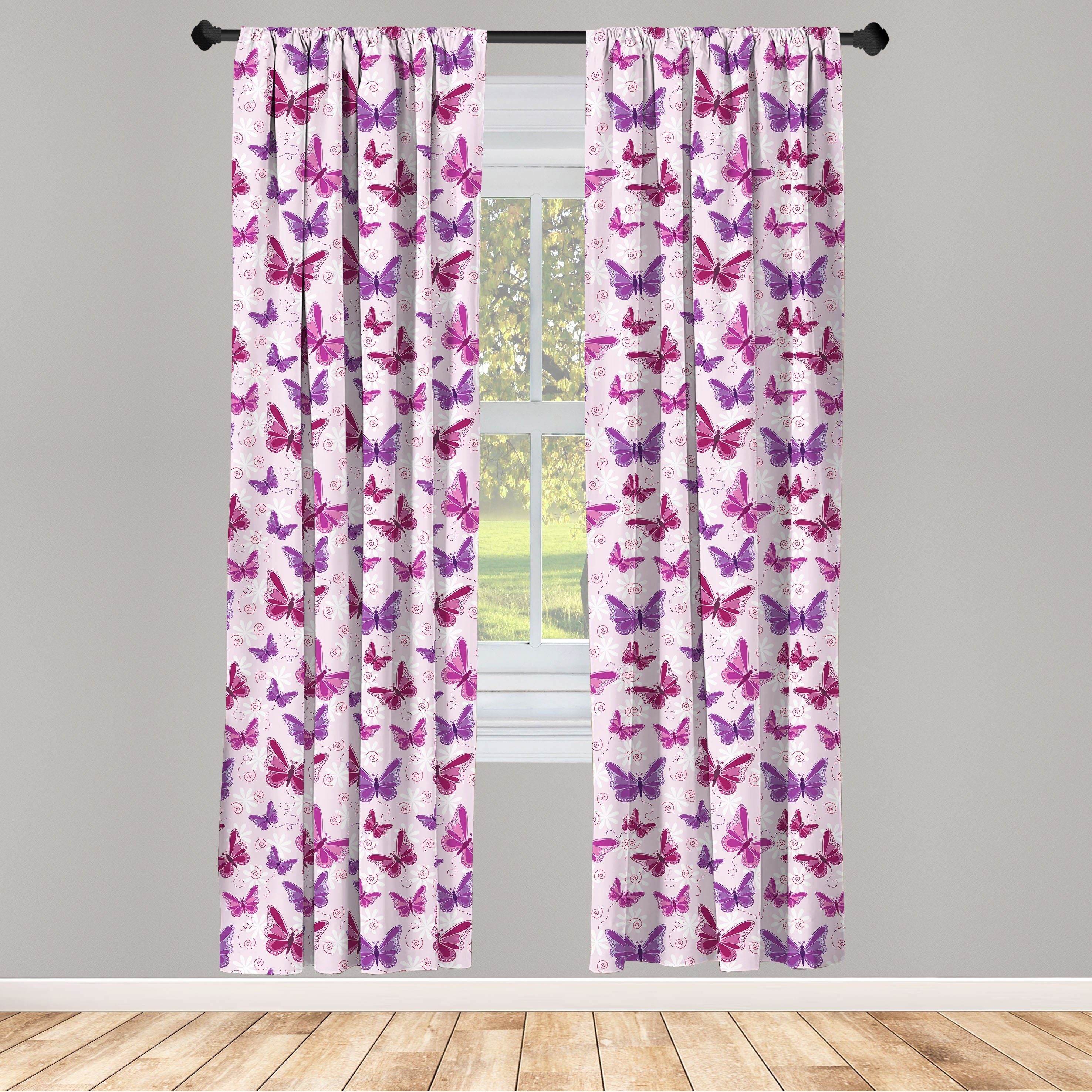 Gardine Vorhang für Wohnzimmer Schlafzimmer Dekor, Abakuhaus, Microfaser, Hippie Schmetterlinge Fairy Farben