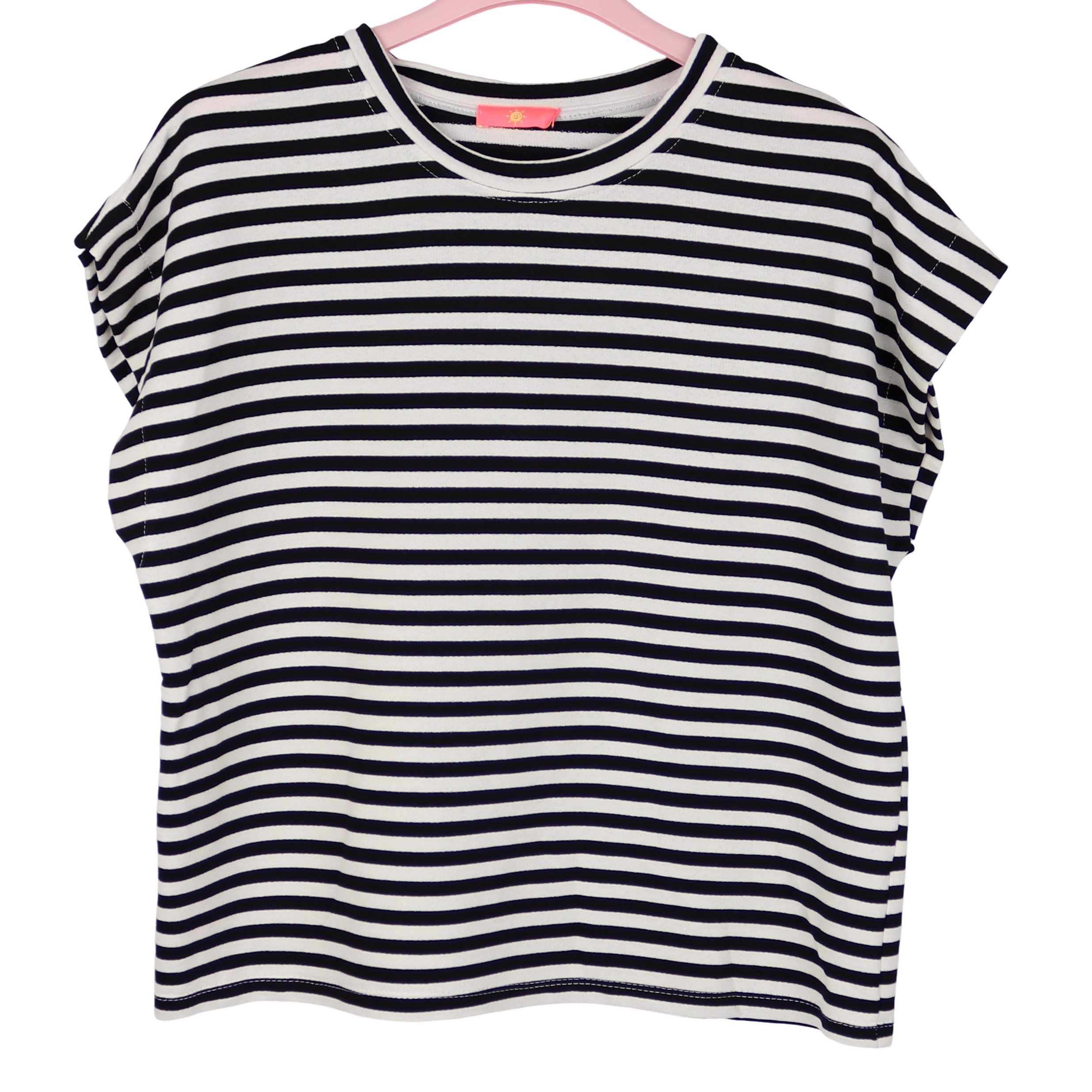 MIRROSI Sweatshirt Damen Ringelshirt Ärmellos Kurzarm Shirt Oversize Ringelshirt, One Size Passform (ca. Gr. 34–40); Made in Italy