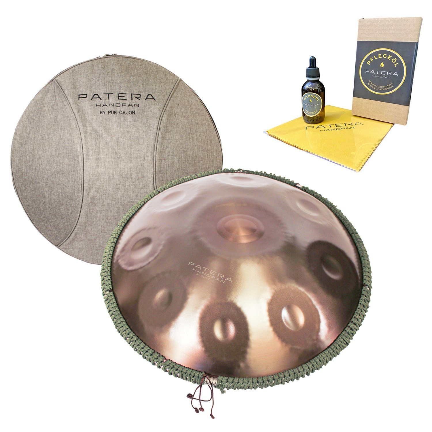 Patera Handpan HPDM-6 D-Kurd,Edelstahl, inkl. Tasche, mit Pflege-Öl