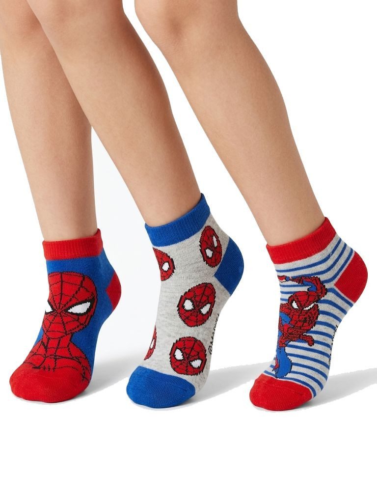 Spiderman Sneakersocken Spider-Man Kinder Sneaker Socken 3er Pack - Jungen & Mädchen 23-34 (Set, 3 Paar Jungen Socken Spiderman)