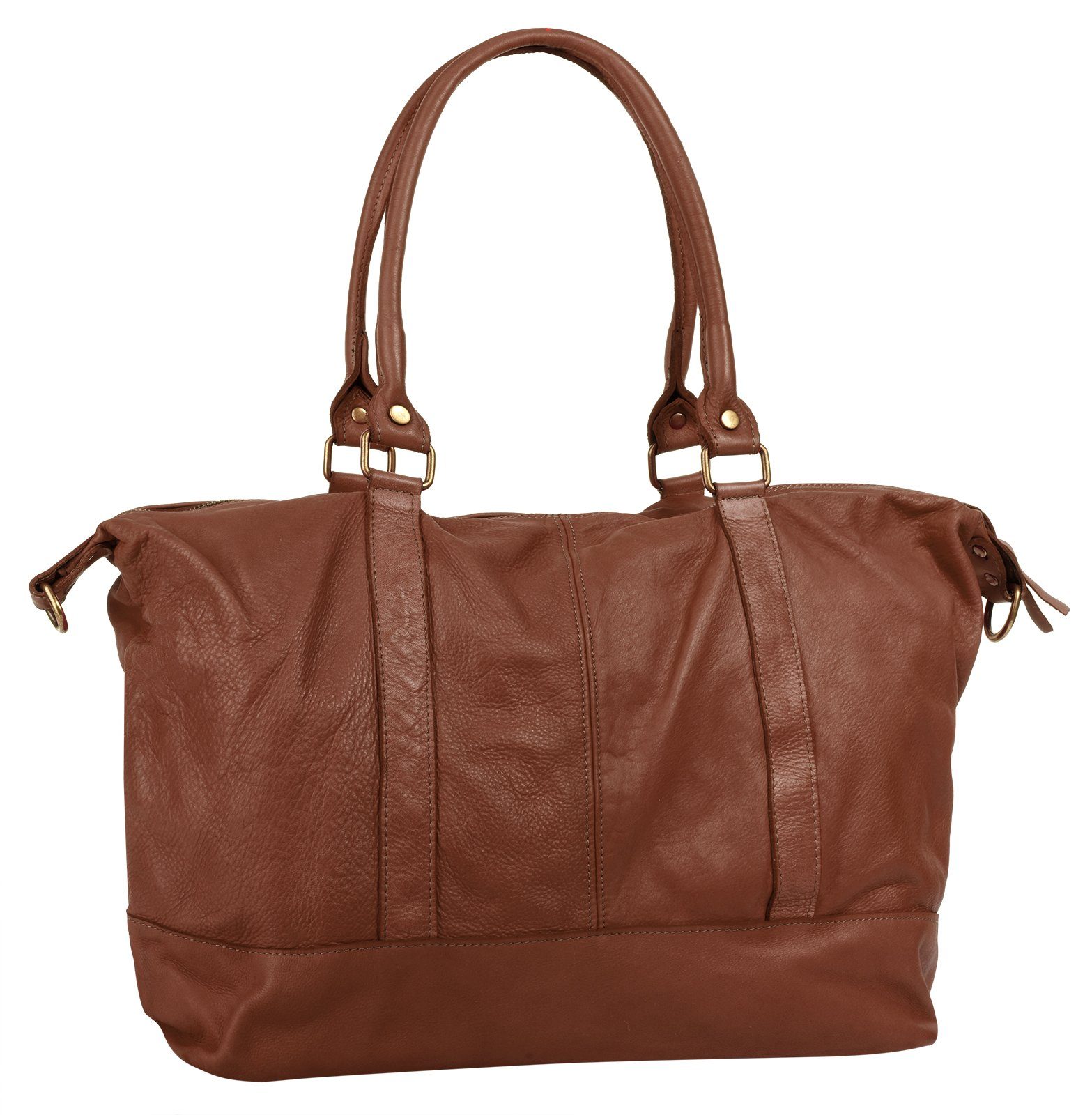 Samantha Look Reisetasche, echt Leder, in cognac Made Italy